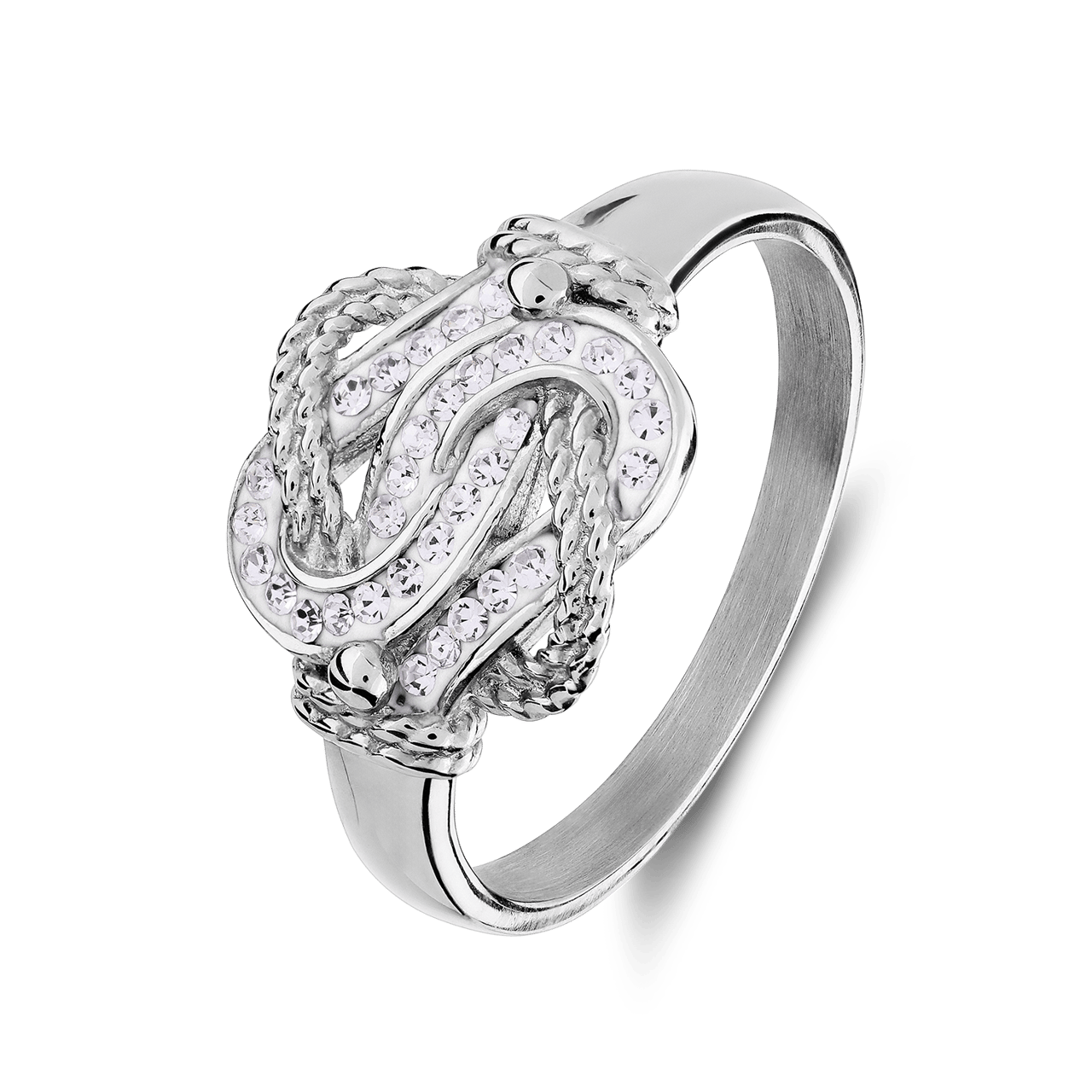 Gerecycled stainless steel ring surinaamse mattenklopper met kristal