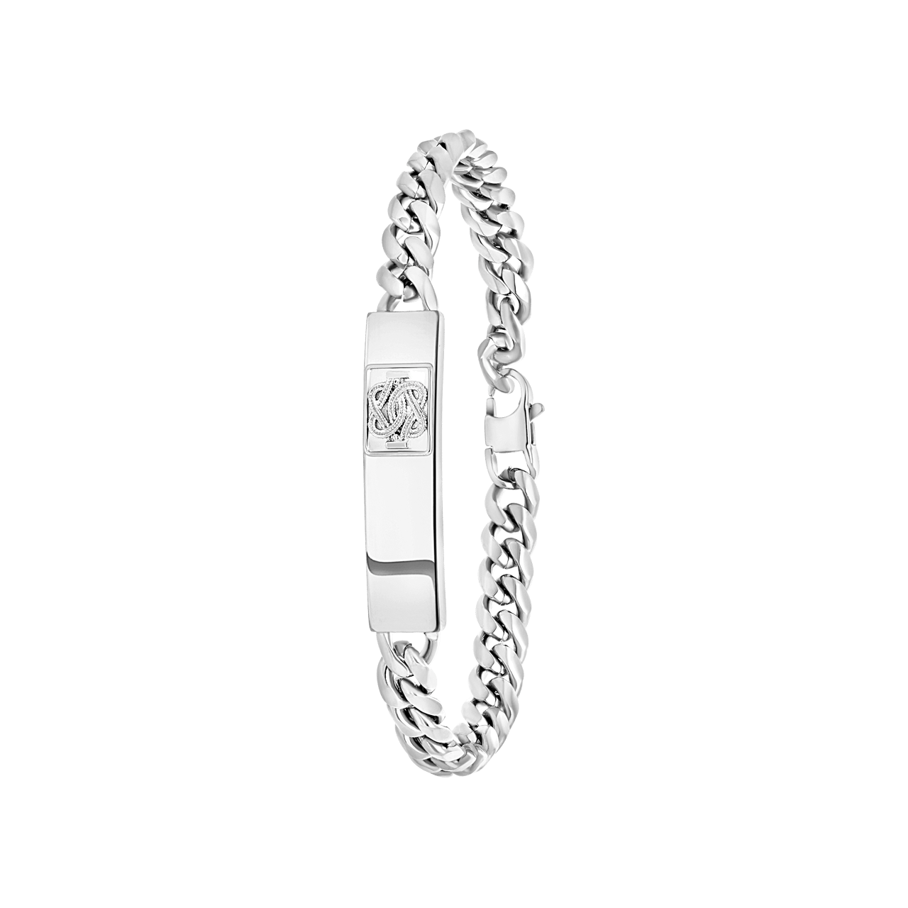 Plattenarmband aus recyceltem Edelstahl mit surinamischem Teppichklopfer-Design