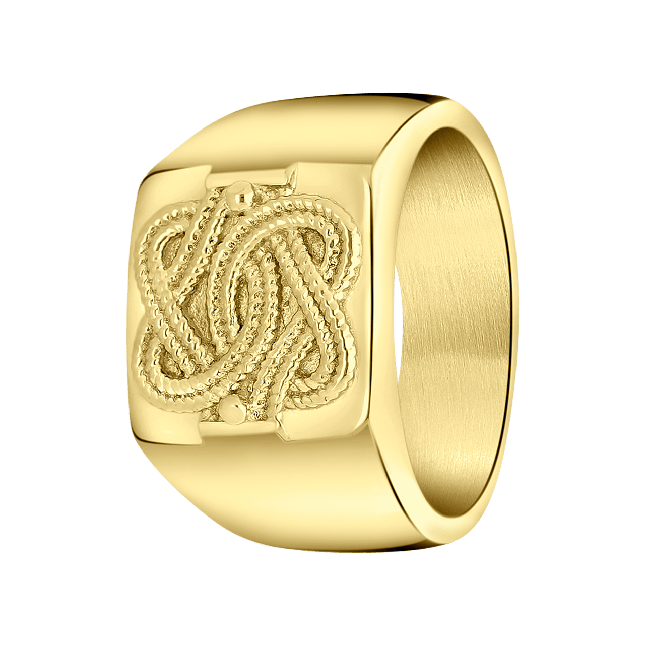 Gerecycleerd stalen goldplated ring surinaamse mattenklopper