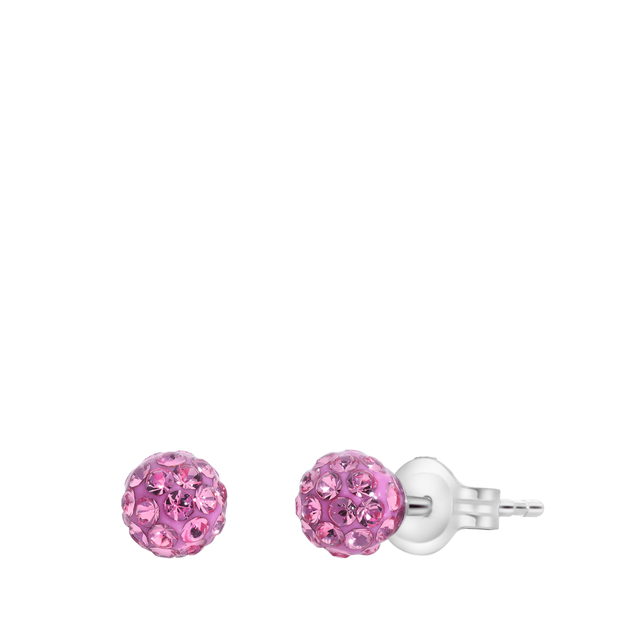 Tiny Tips stalen oorbellen bol roze kristal