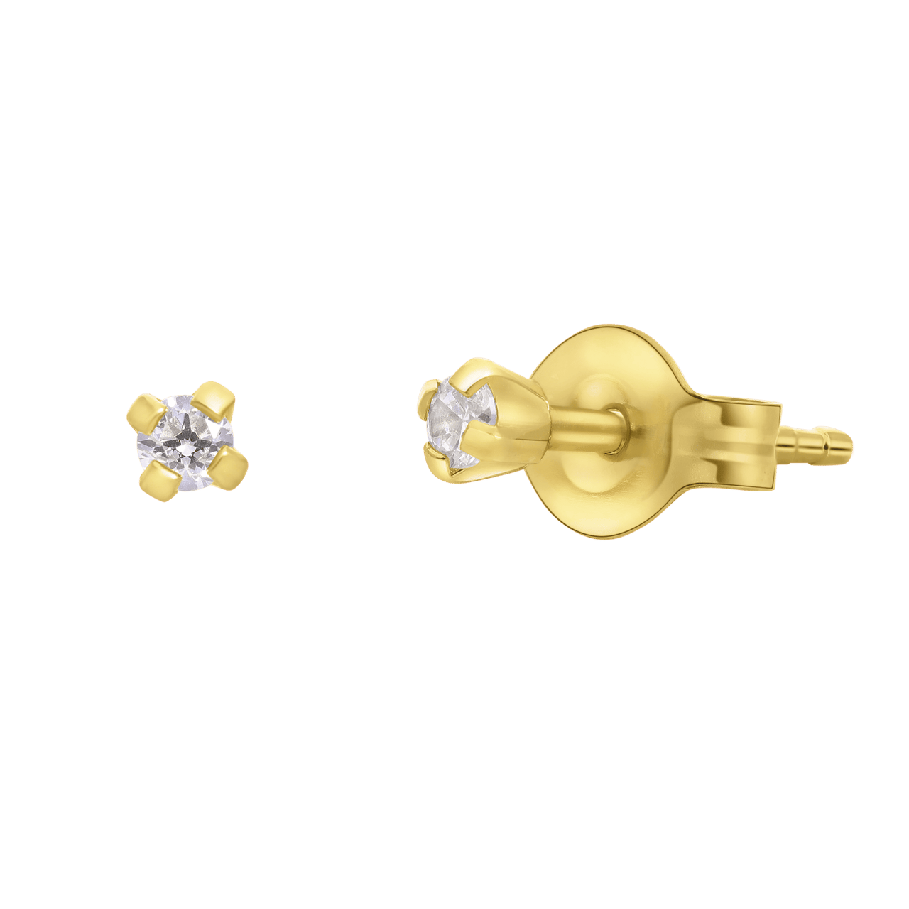 Tiny Tips stalen goldplated oorbellen zirkonia 2mm
