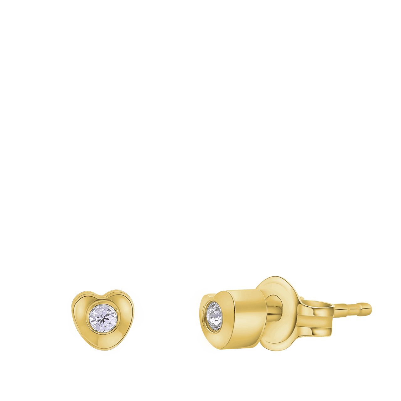 Tiny Tips stalen goldplated oorbellen hart kristal