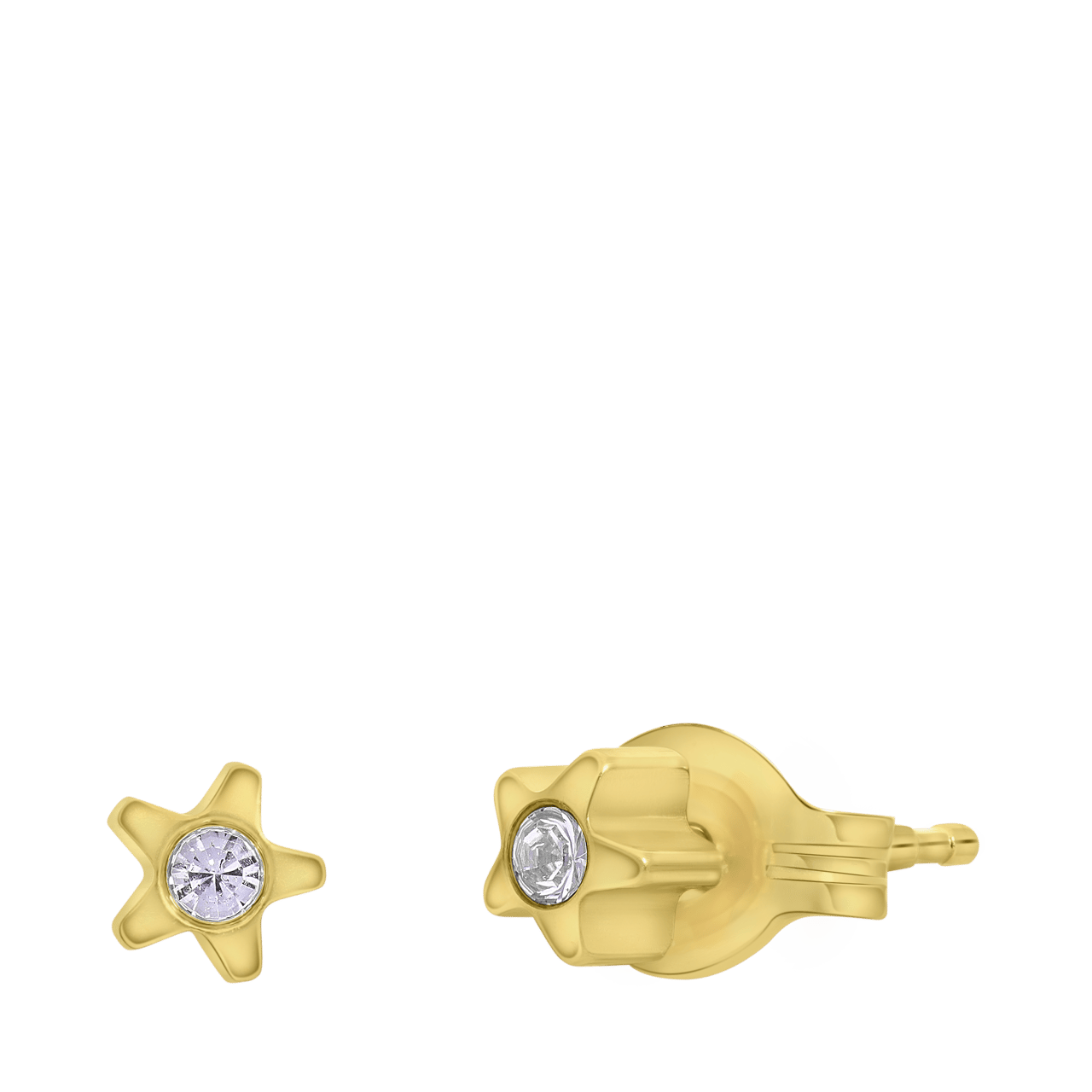 Tiny Tips stalen goldplated oorbellen ster kristal