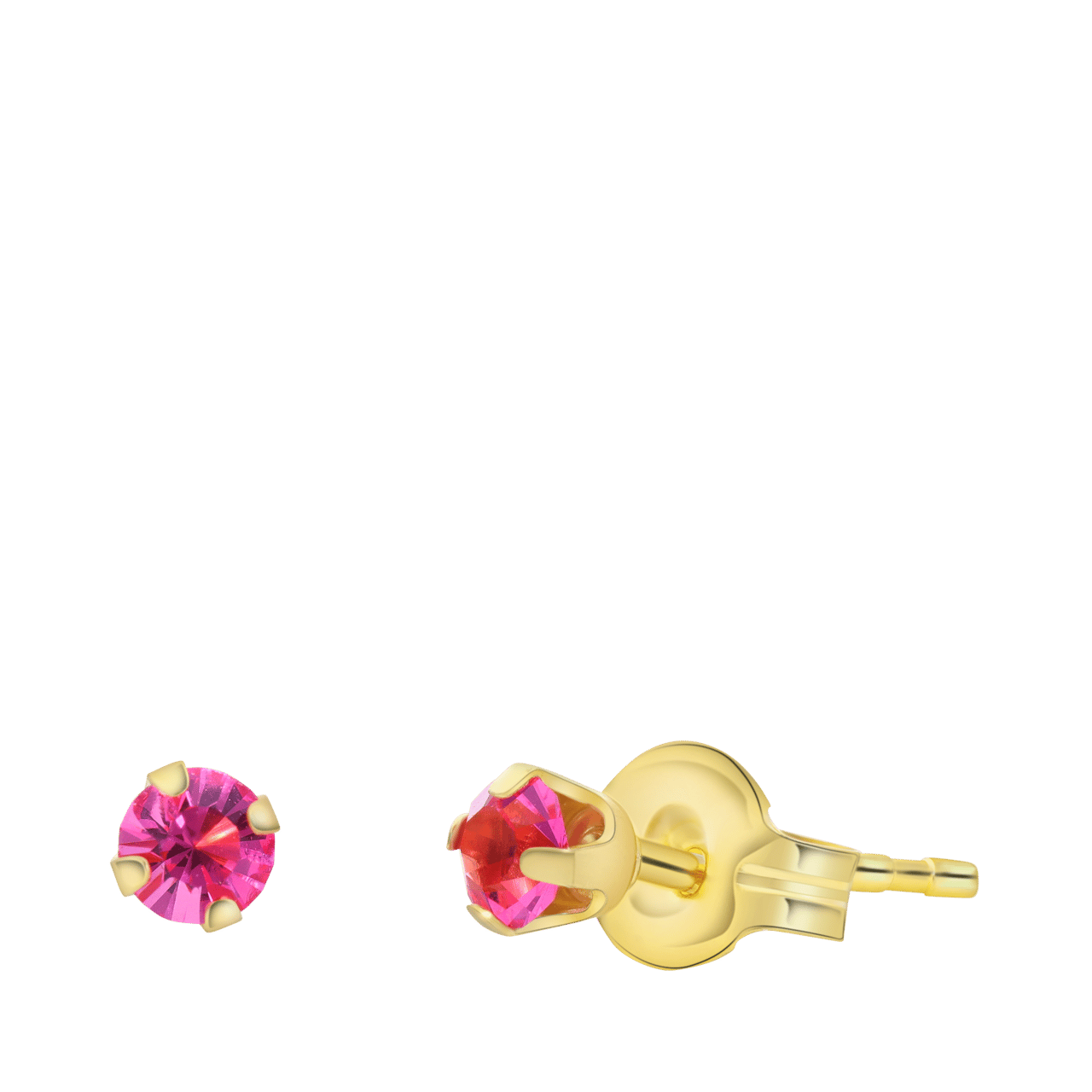 Tiny Tips stainless steel goldplated oorbellen roze zirkonia
