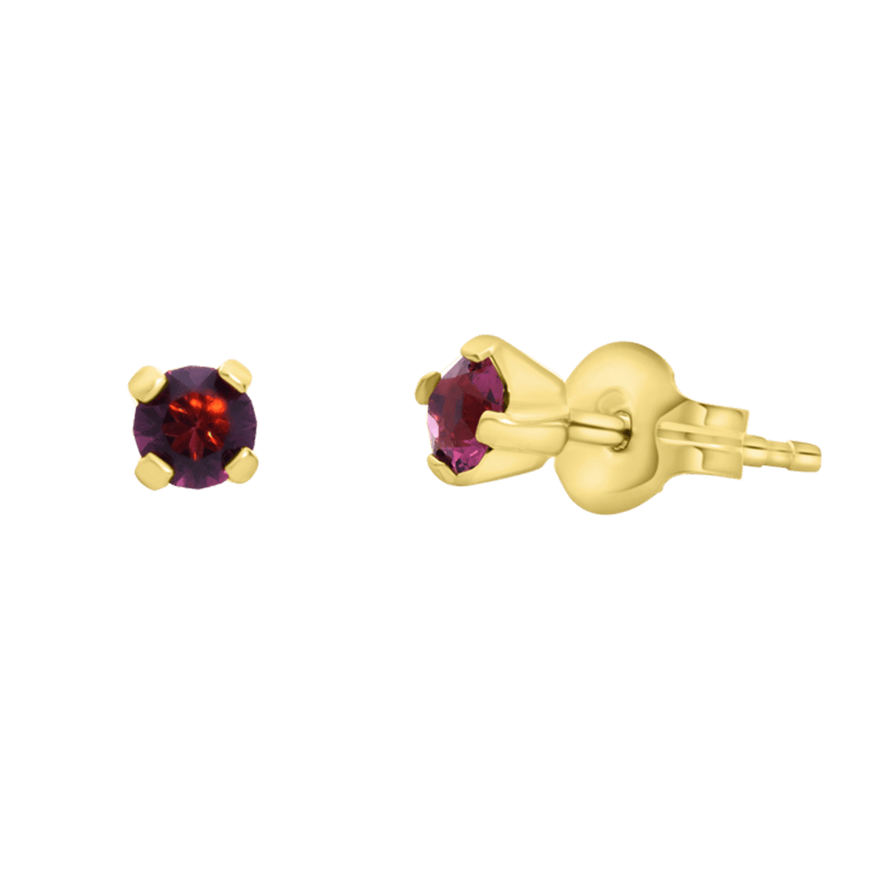 Tiny Tips stalen goldplated oorbellen paarse zirkonia