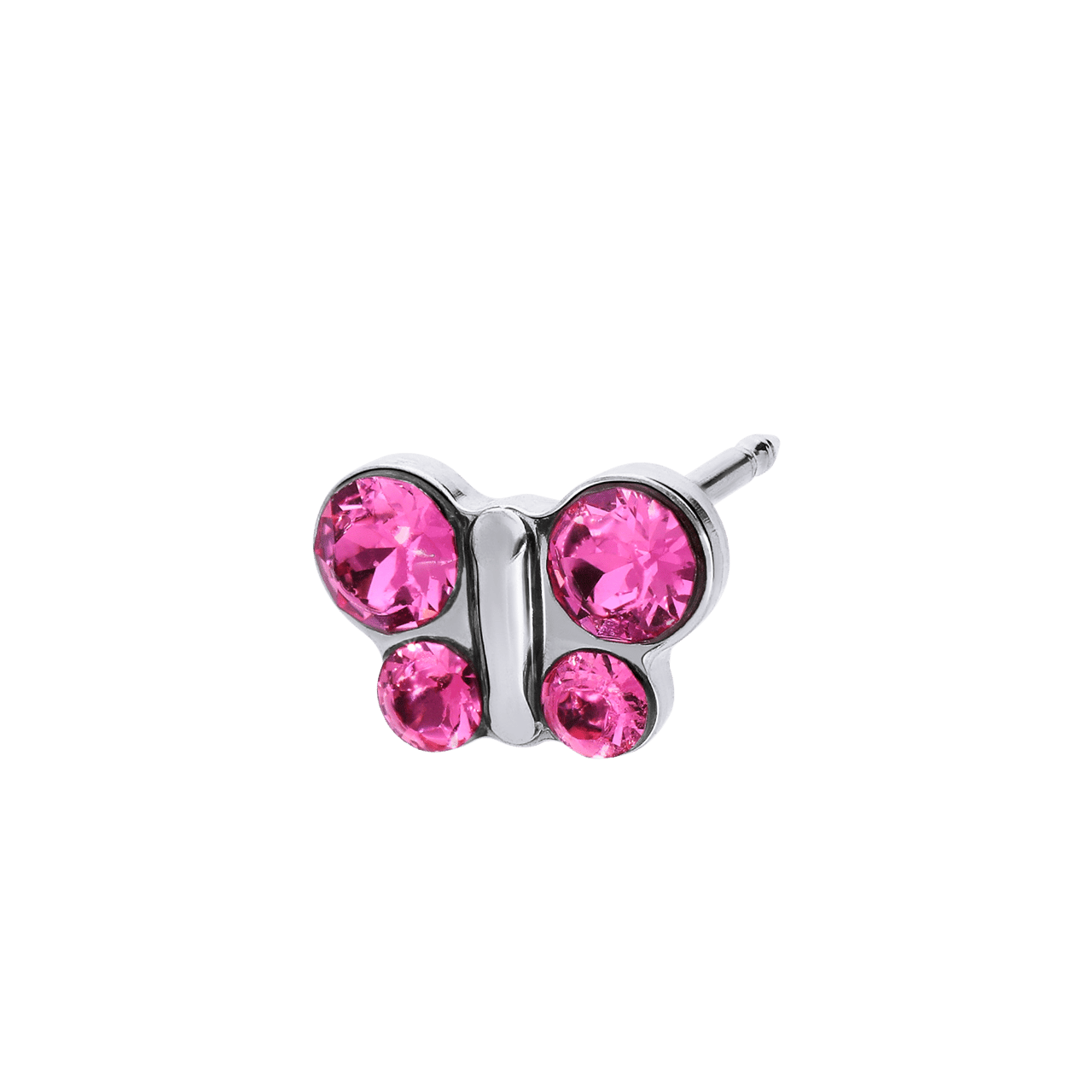Studex medizinische Ohrringe aus Edelstahl, Schmetterling, Rosa, Kristall