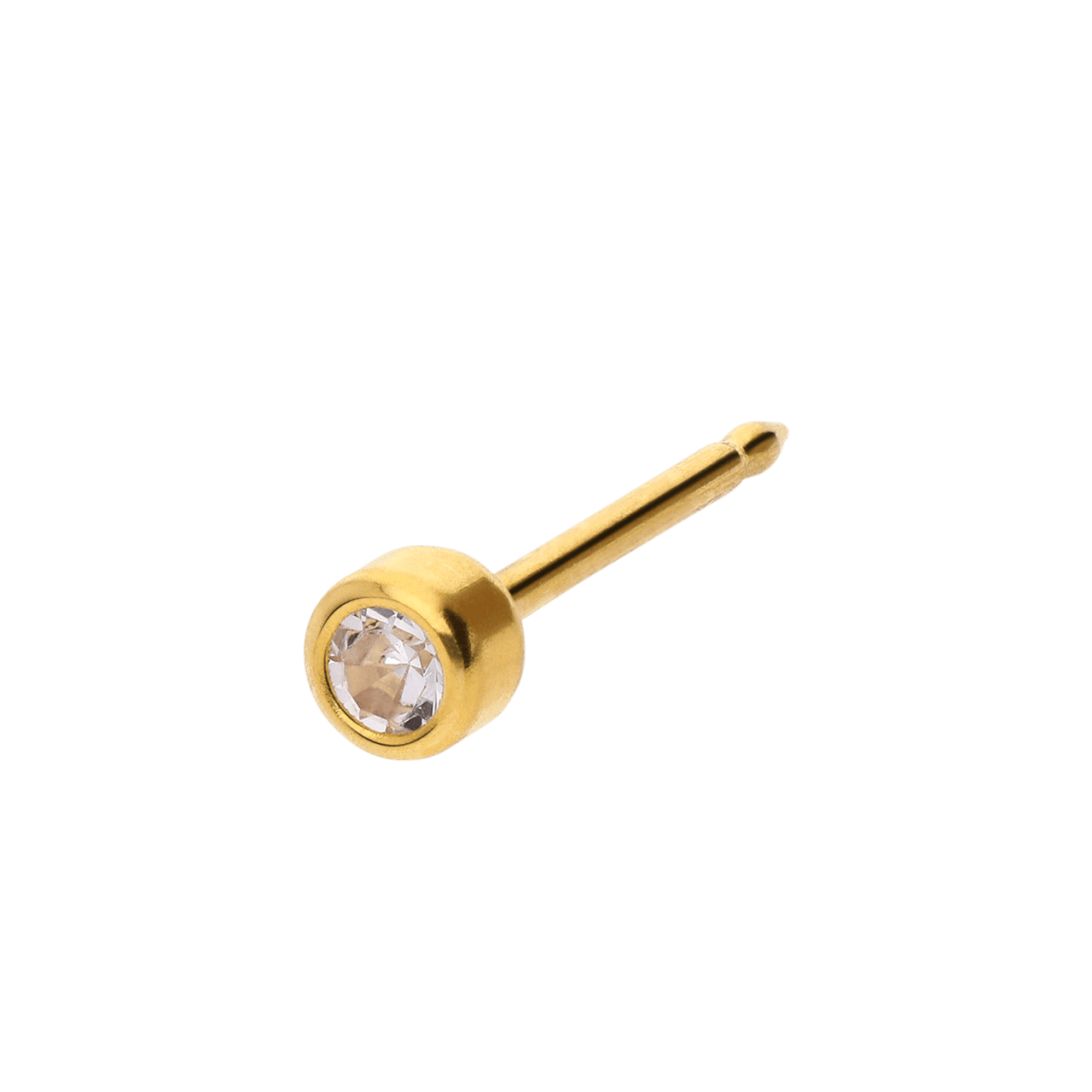 Studex medizinische Ohrringe aus Edelstahl, vergoldet, Kristall, 2 mm