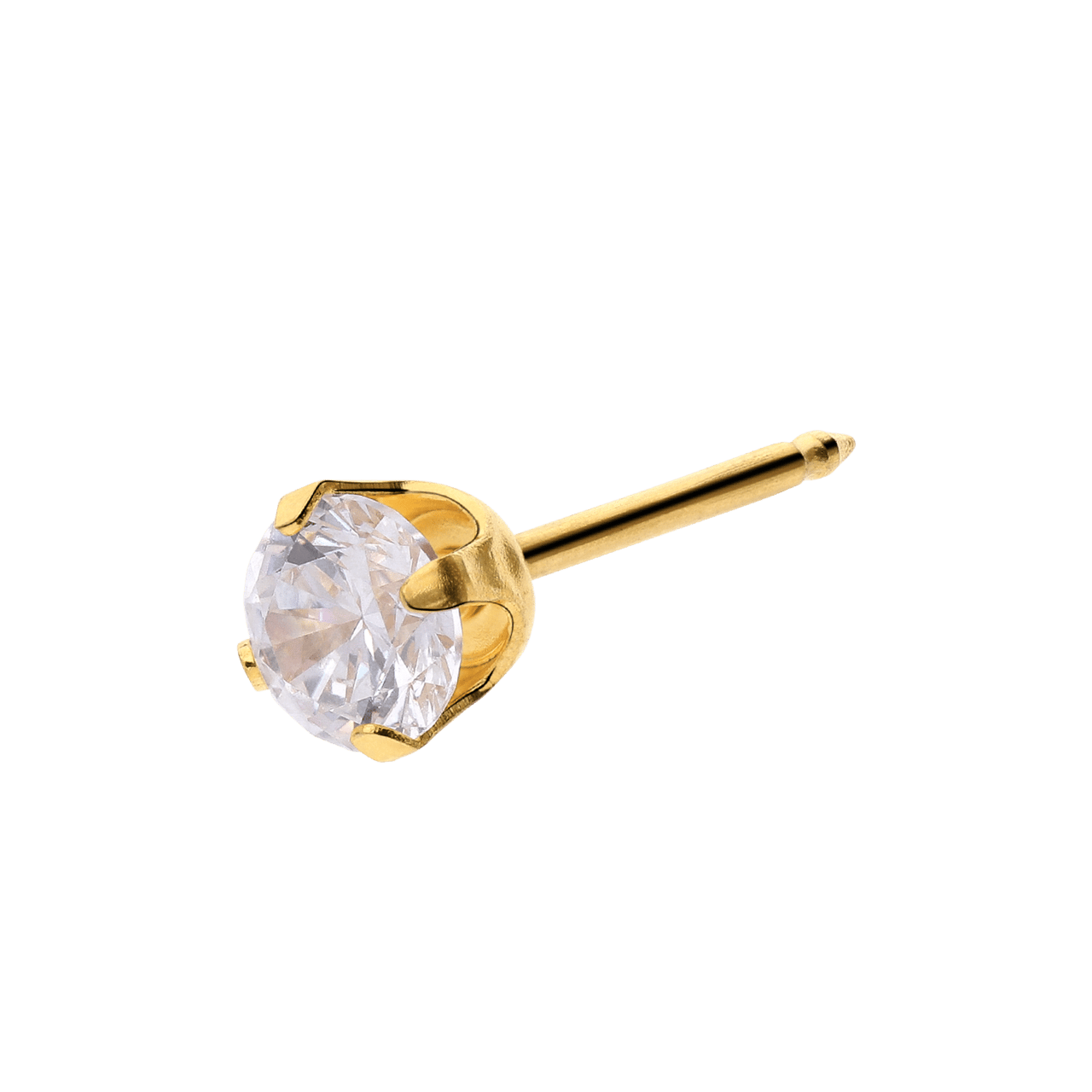 Studex medizinische Ohrringe aus Edelstahl, vergoldet, Zirkonia, 4 mm