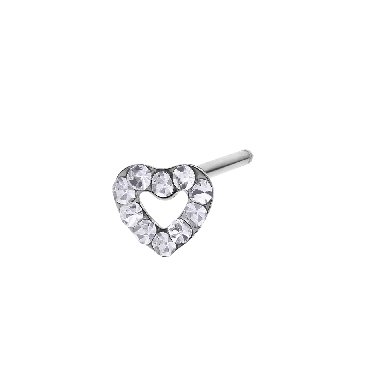 Studex 14 karaat witgouden schietoorbel hart kristal  5mm