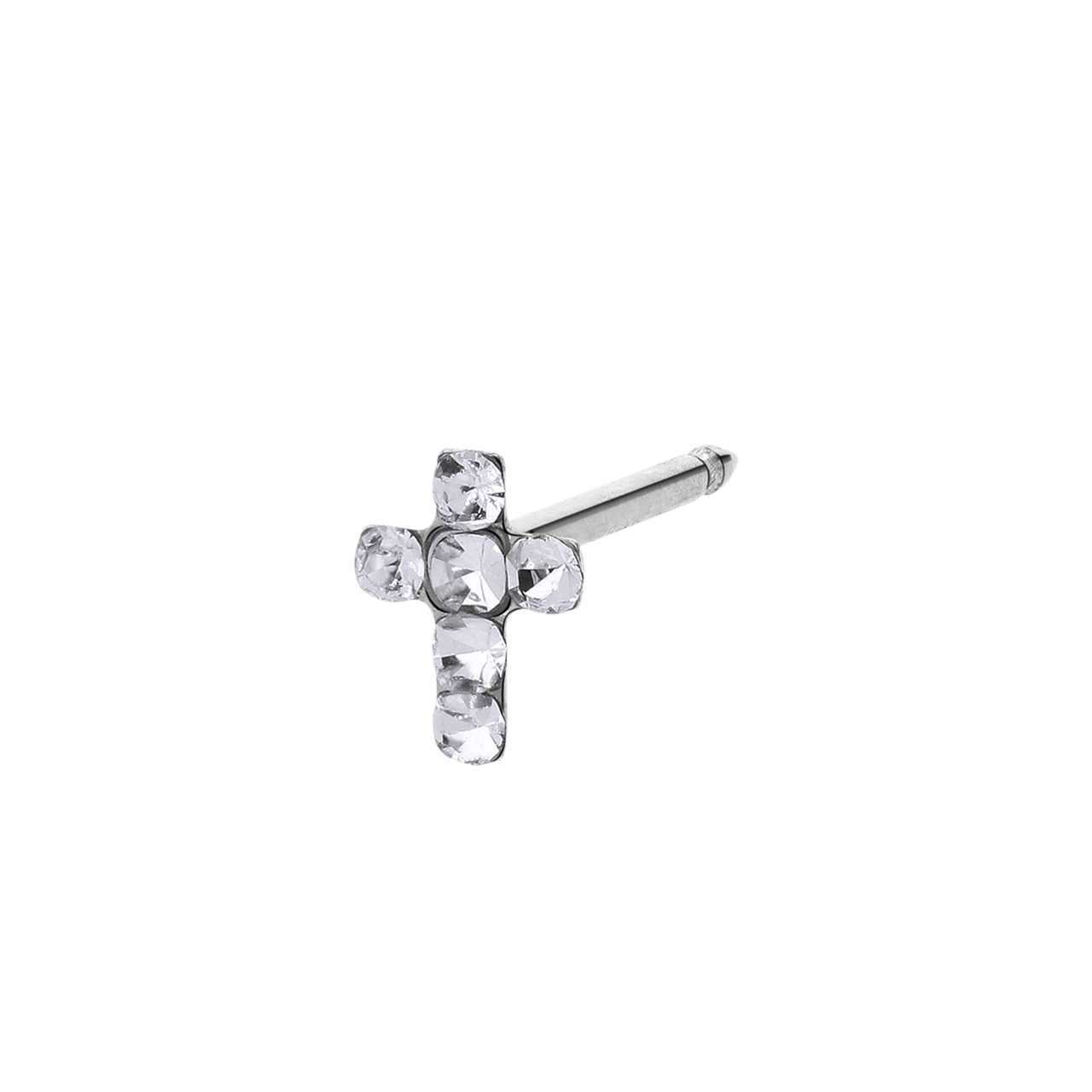 Studex medizinische Ohrringe aus 585er Weißgold, Kreuz, Kristall, 4,5 mm