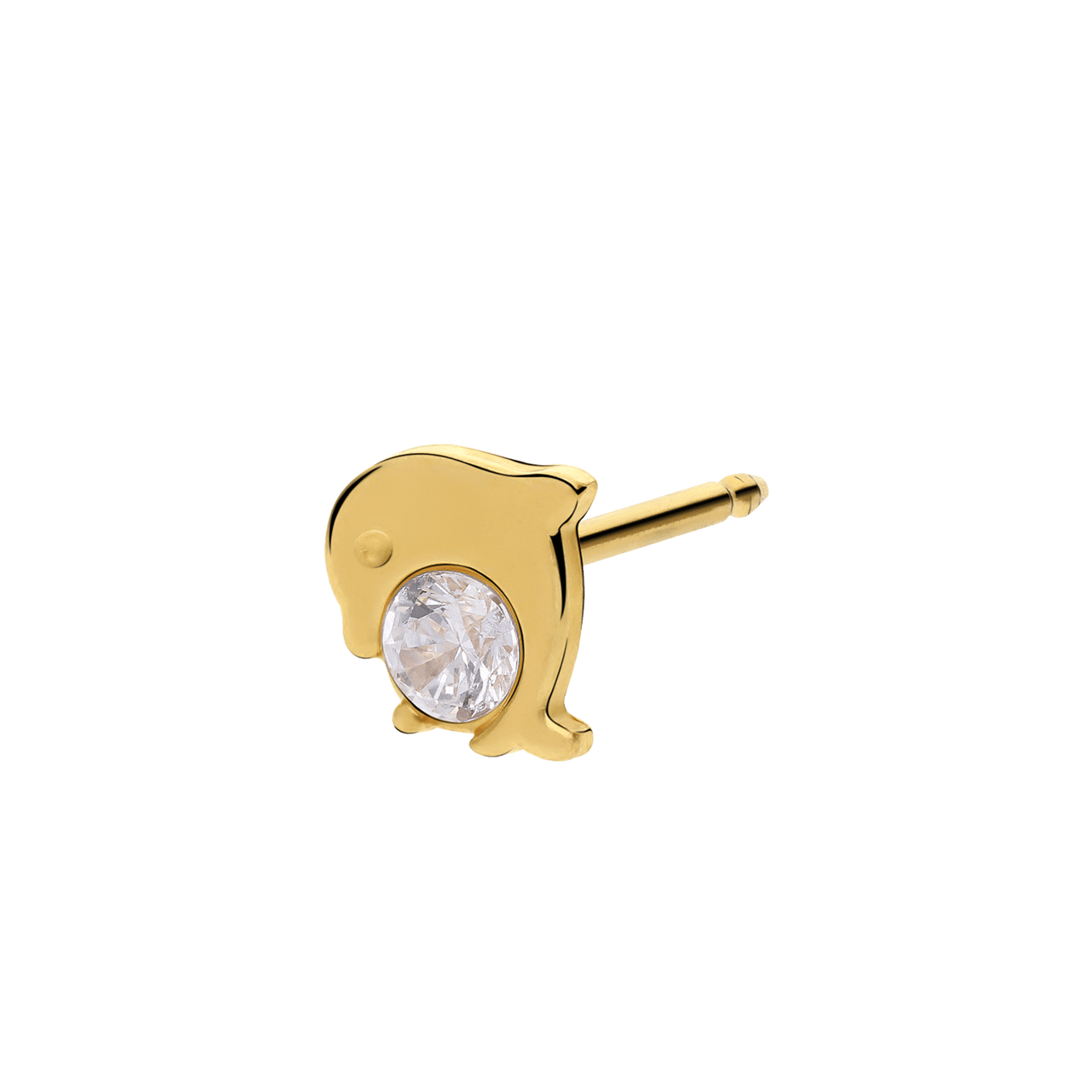 Studex medizinische Ohrringe aus 585er Gelbgold, Delfin, Zirkonia, 6 mm