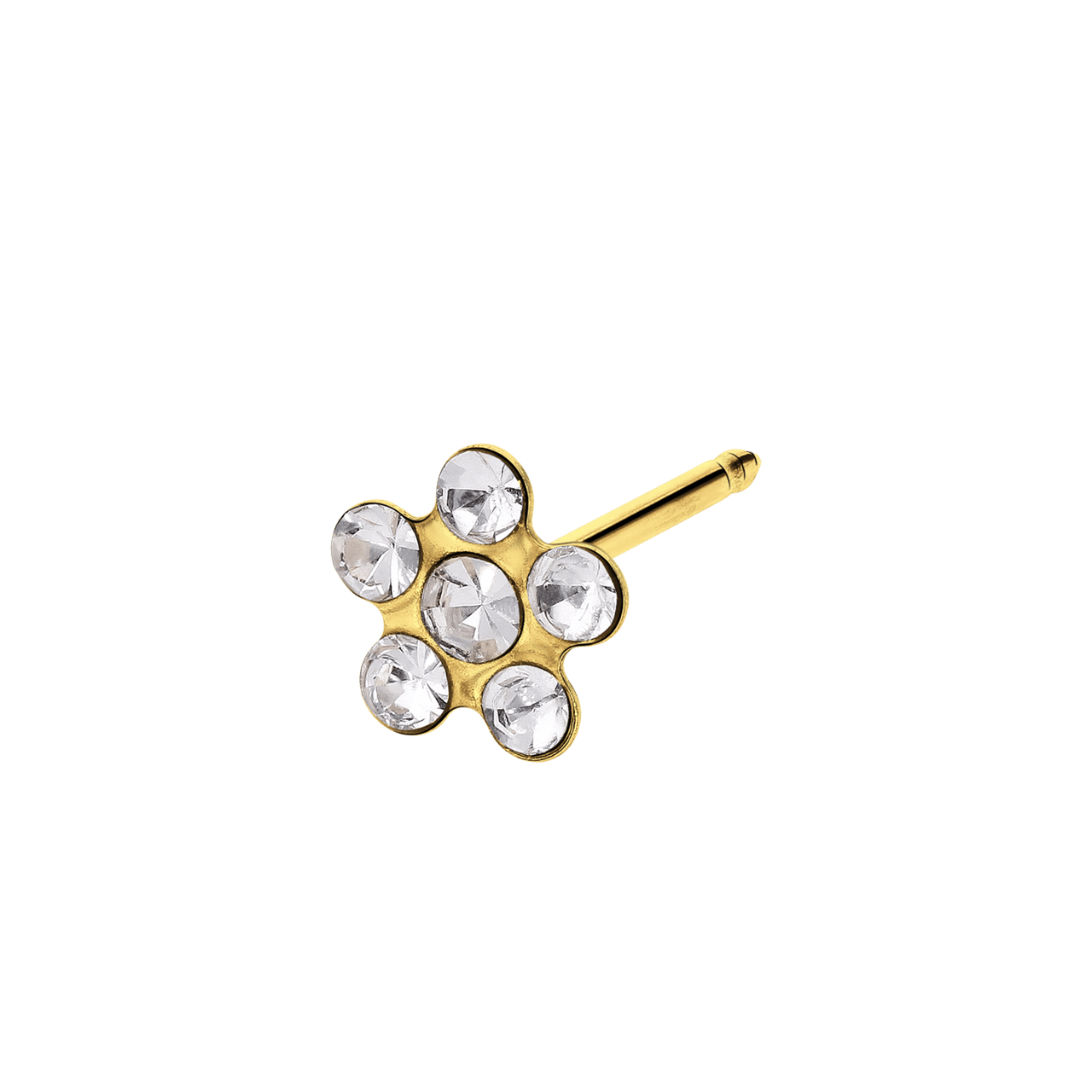 Studex medizinische Ohrringe aus 585er Gelbgold, Blume, Kristall, 5 mm