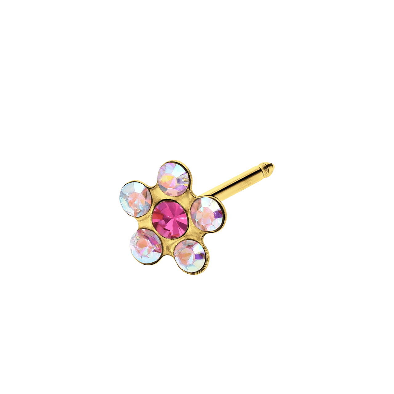 Studex 14 karaat geelgouden schietoorbel bloem kristal 5mm 432