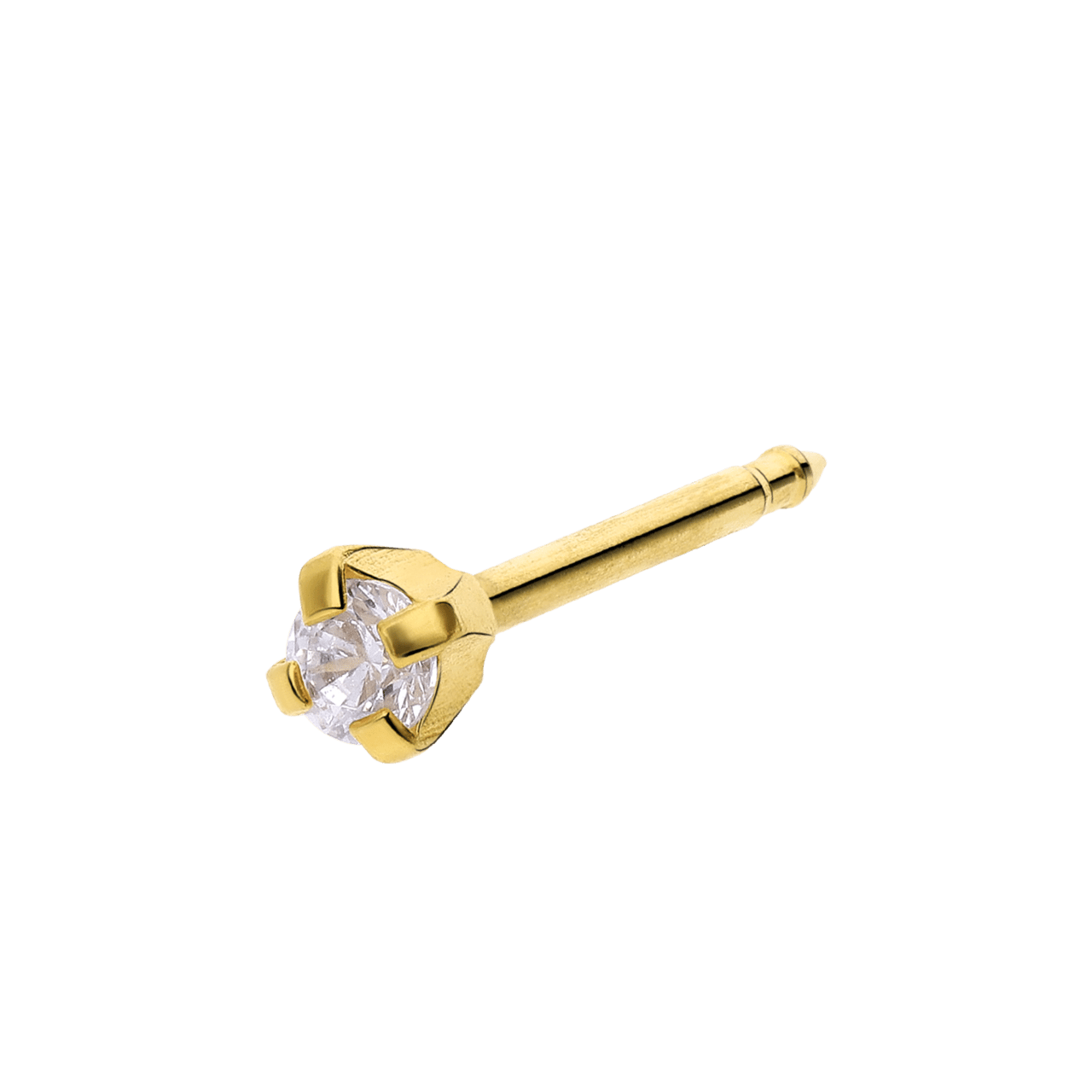 Studex medizinische Ohrringe aus 750er Gelbgold, Zirkonia, 2 mm