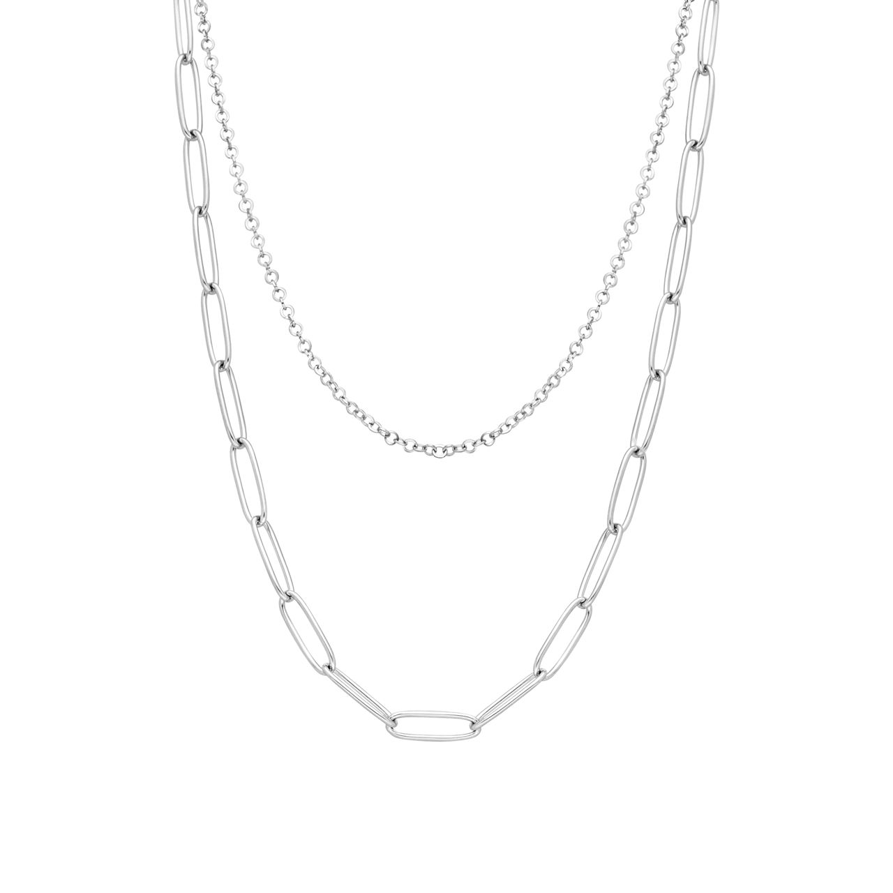 Myla gerecycled stainless steel dubbele ketting voor dames
