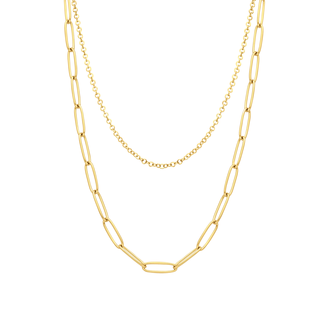Myla gerecycled stainless steel goldplated dubbele ketting voor dames