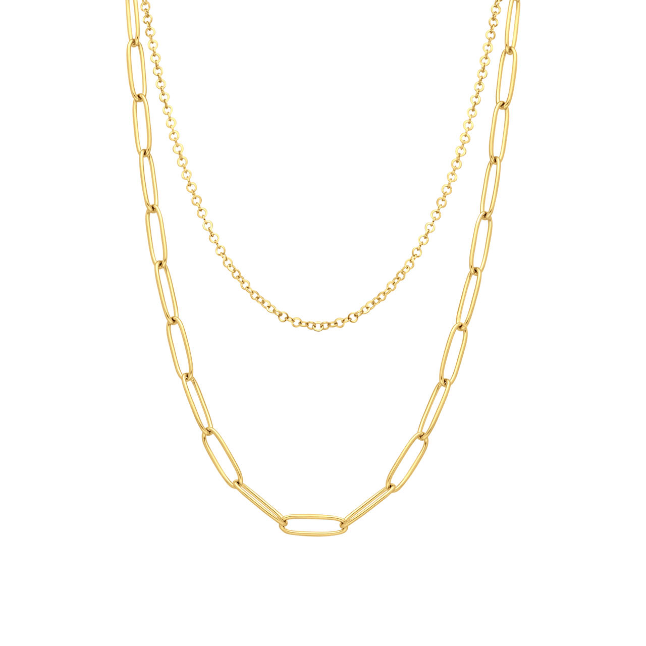 Stalen goldplated dubbele ketting voor dames