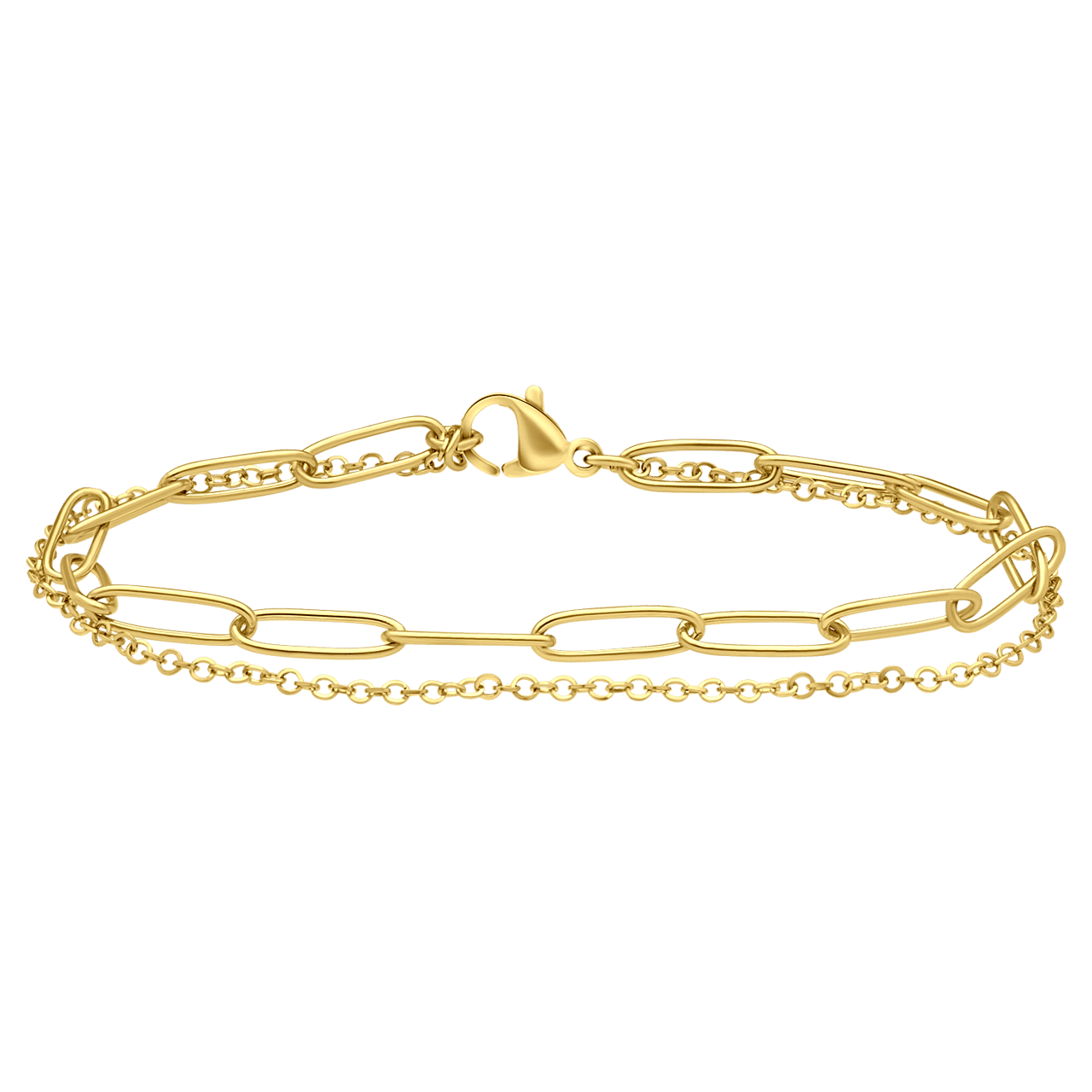 Stainless steel goldplated schakelarmband voor dames