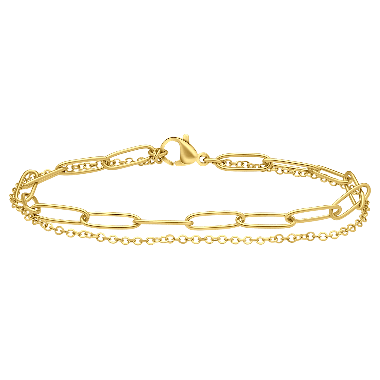 Stalen goldplated schakelarmband voor dames