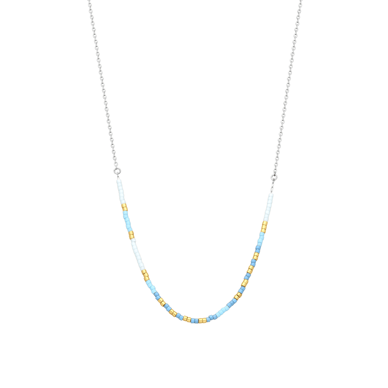 Gerecycleerd stainless steel ketting met kralen