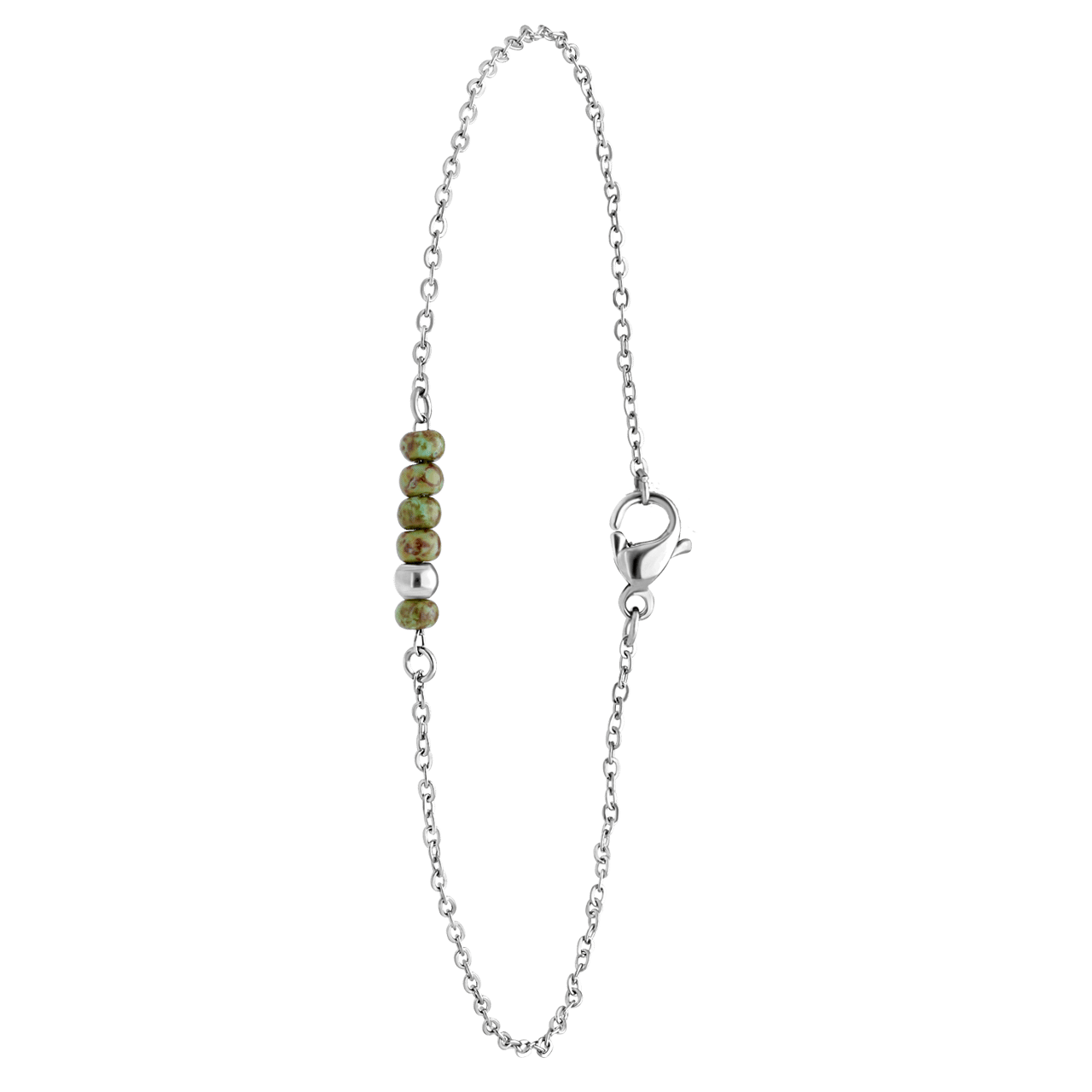 Gerecycled stainless steel armband met kralen