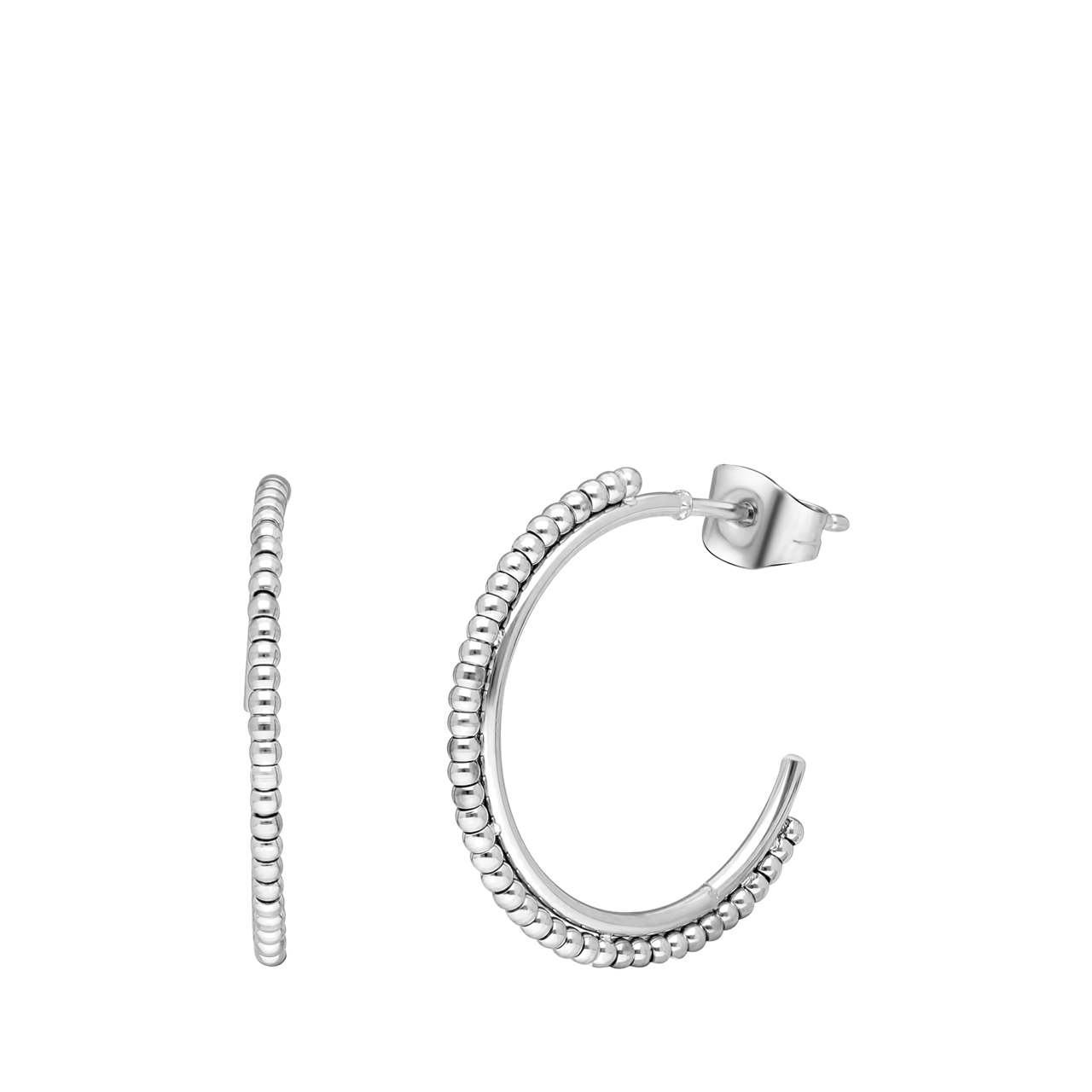 Gerecycled stainless steel oorbellen met bol