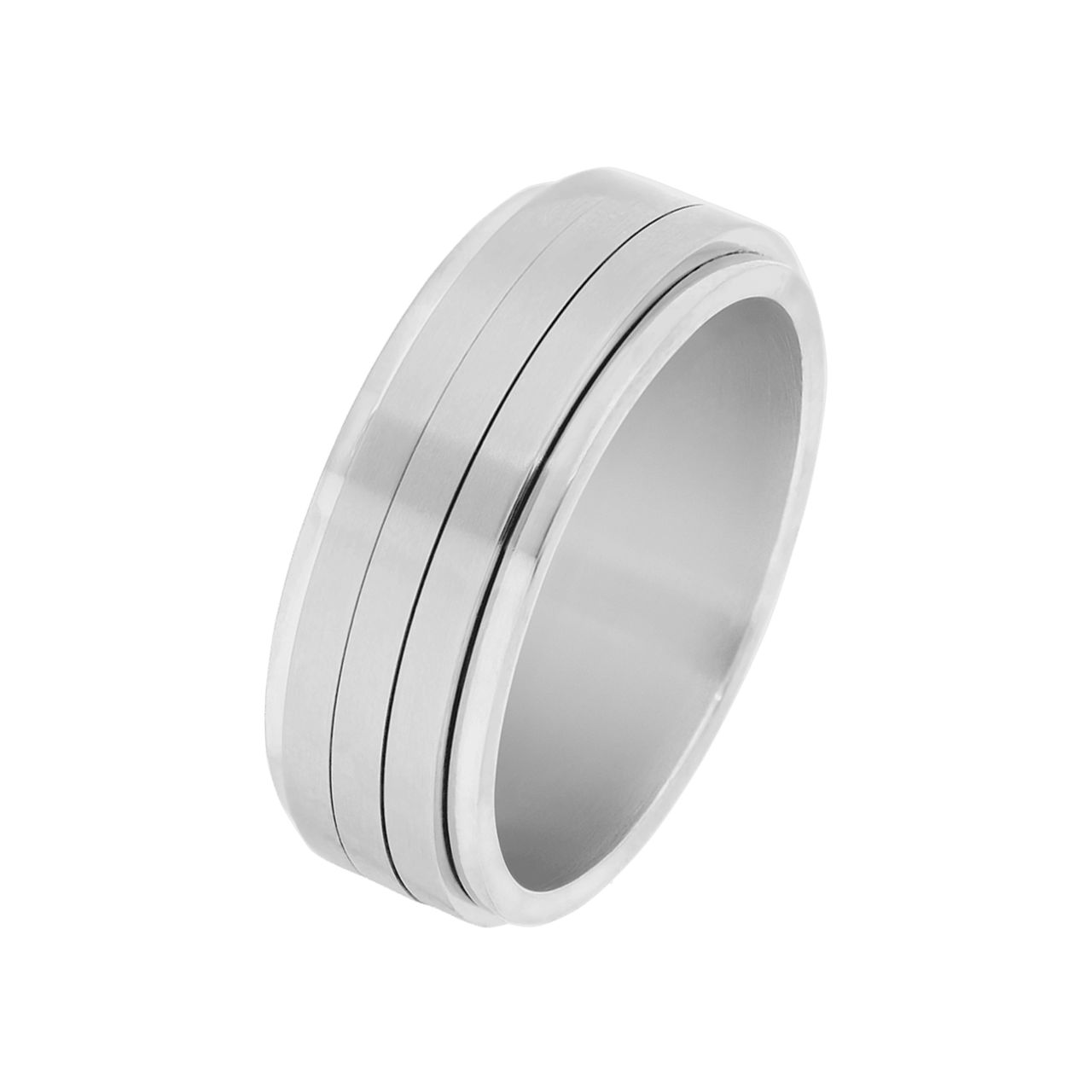 Anti-Stress-Ring aus Edelstahl mit 3 Streifen