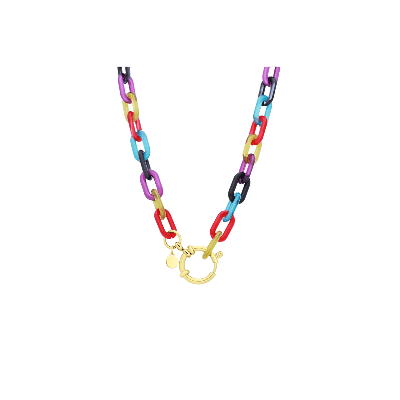 Stalen goldplated ketting met grove schakels multi