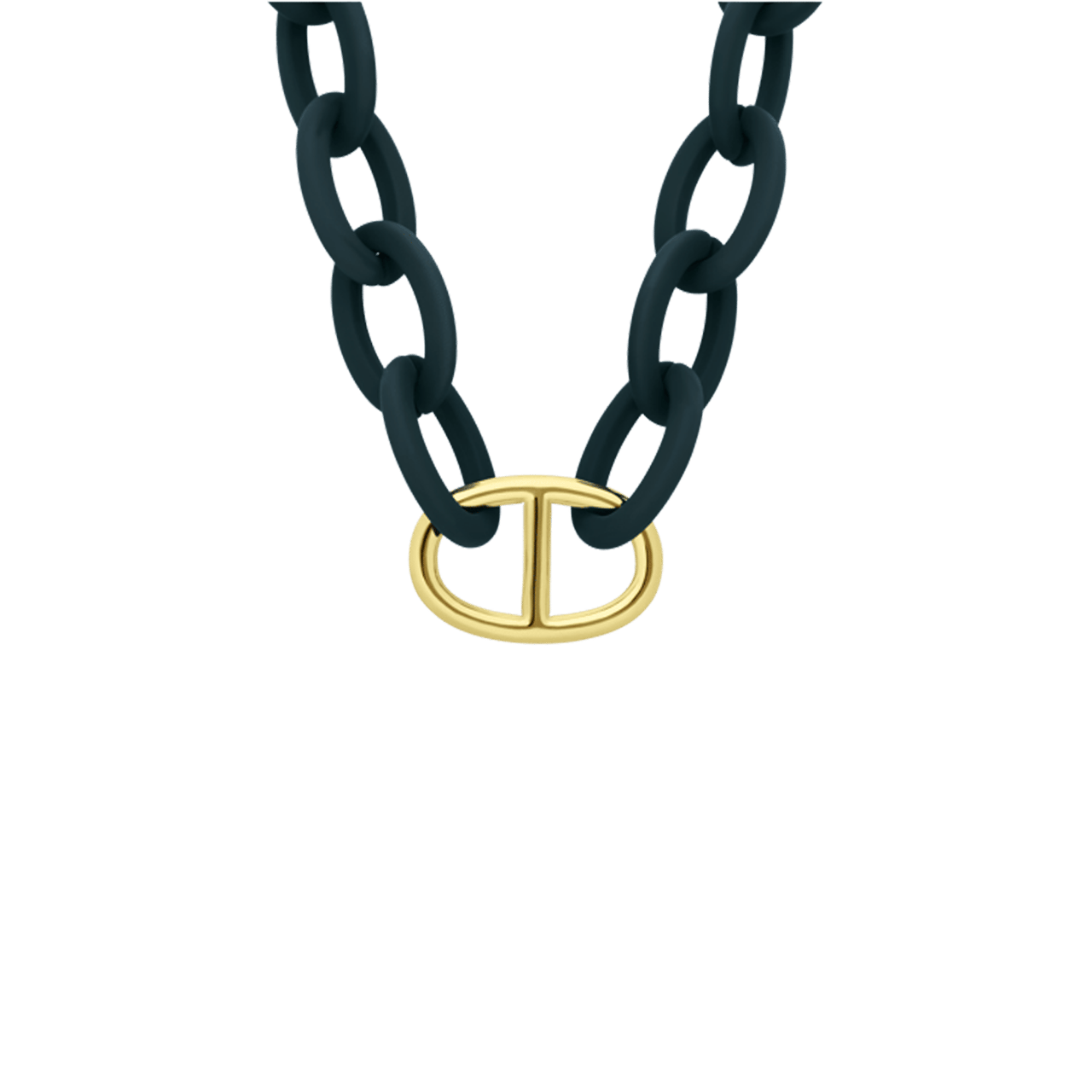 Donkergroene ketting met stainless steel goldplated hanger voor dames