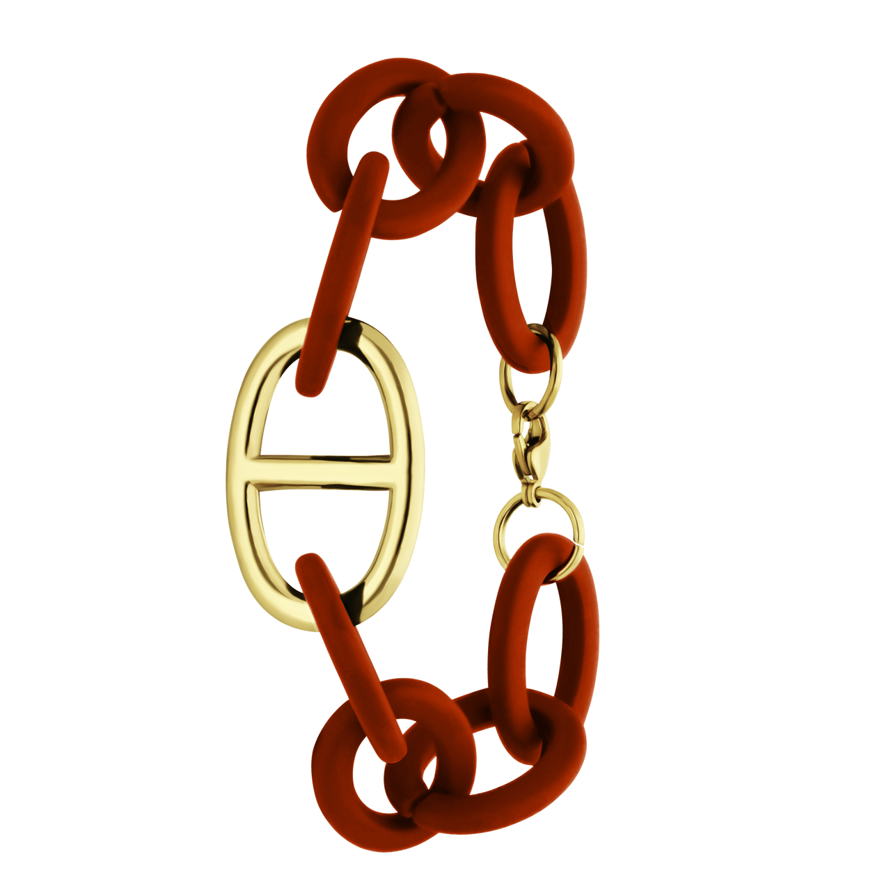 Oranje armband met stainless steel goldplated hanger
