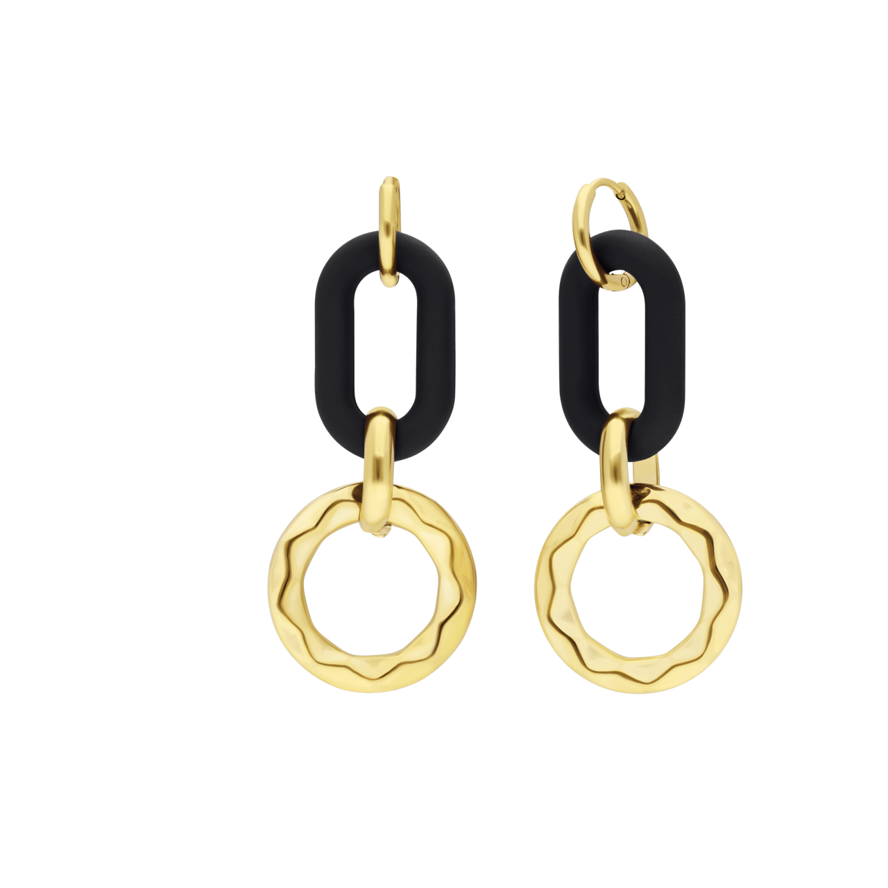 Stainless steel goldplated oorhangers zwart voor dames