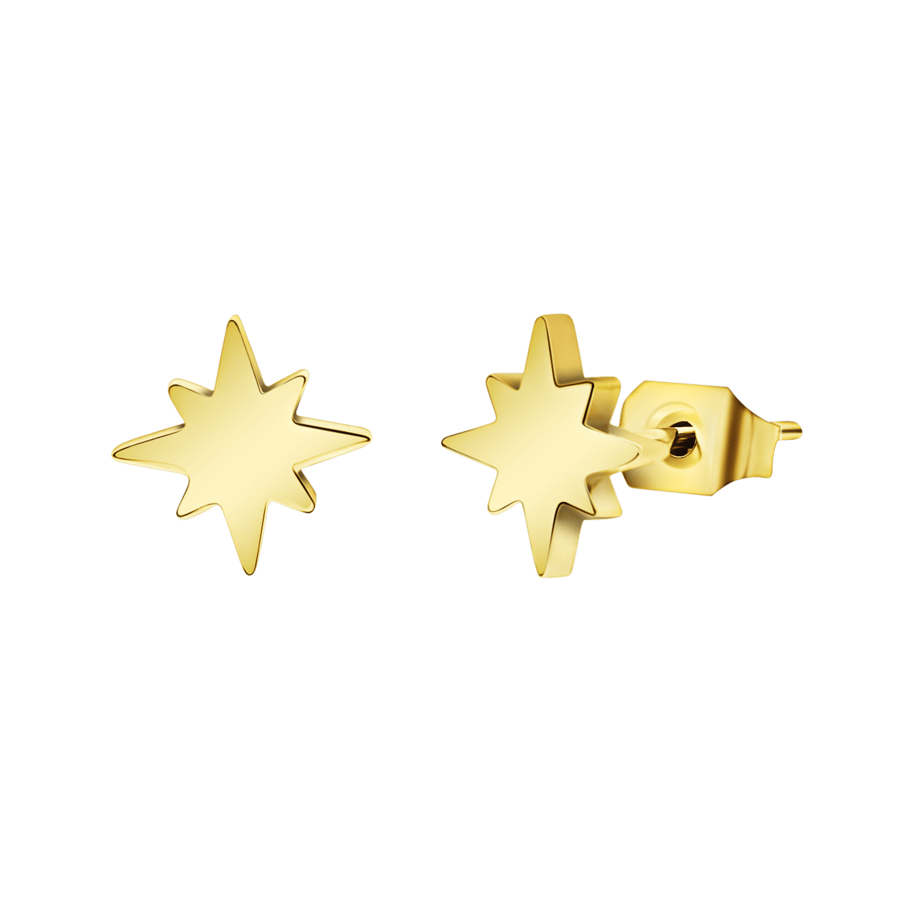 Stainless steel goldplated oorbellen met ster