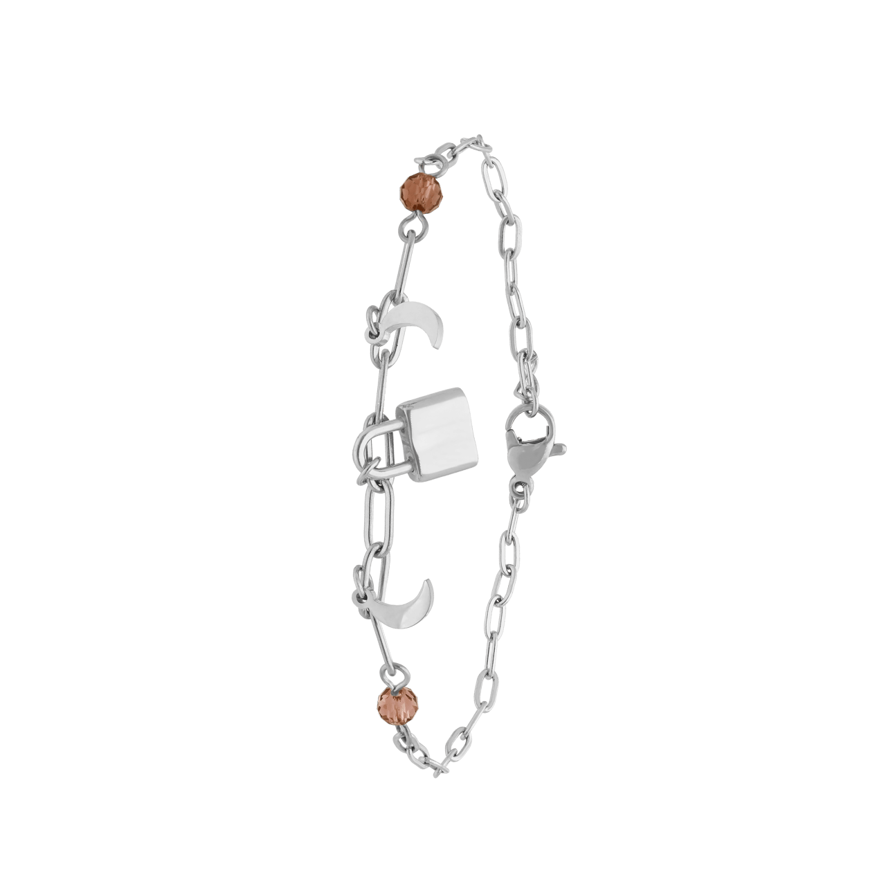 Stalen armband met slotje en maan