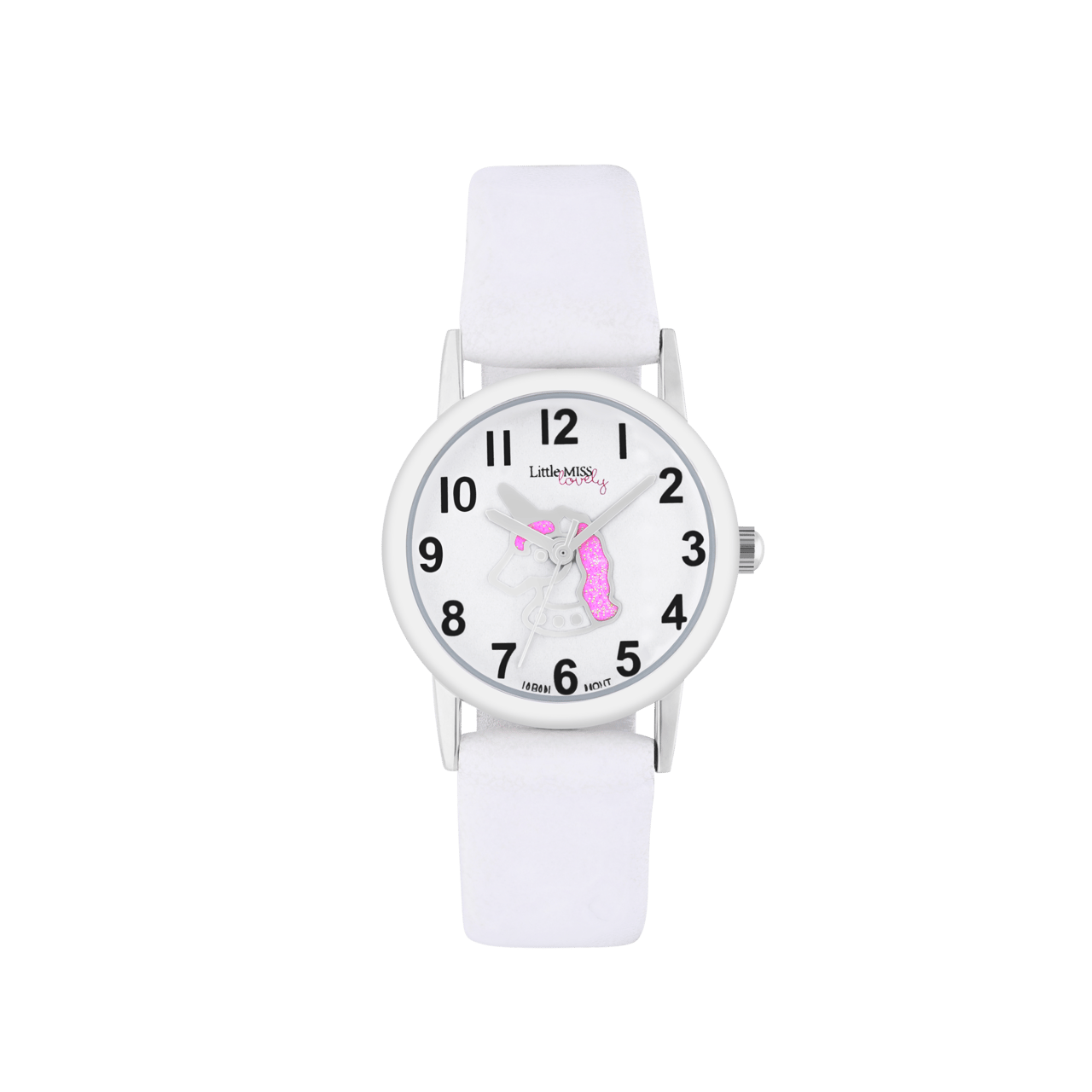 Little Miss Lovely Unicorn Armbanduhr mit weißem PU-Armband