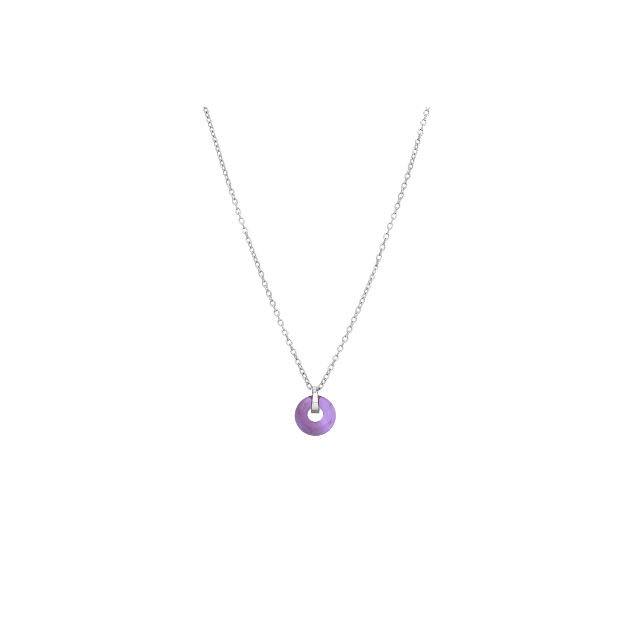 Stalen ketting met amethyst