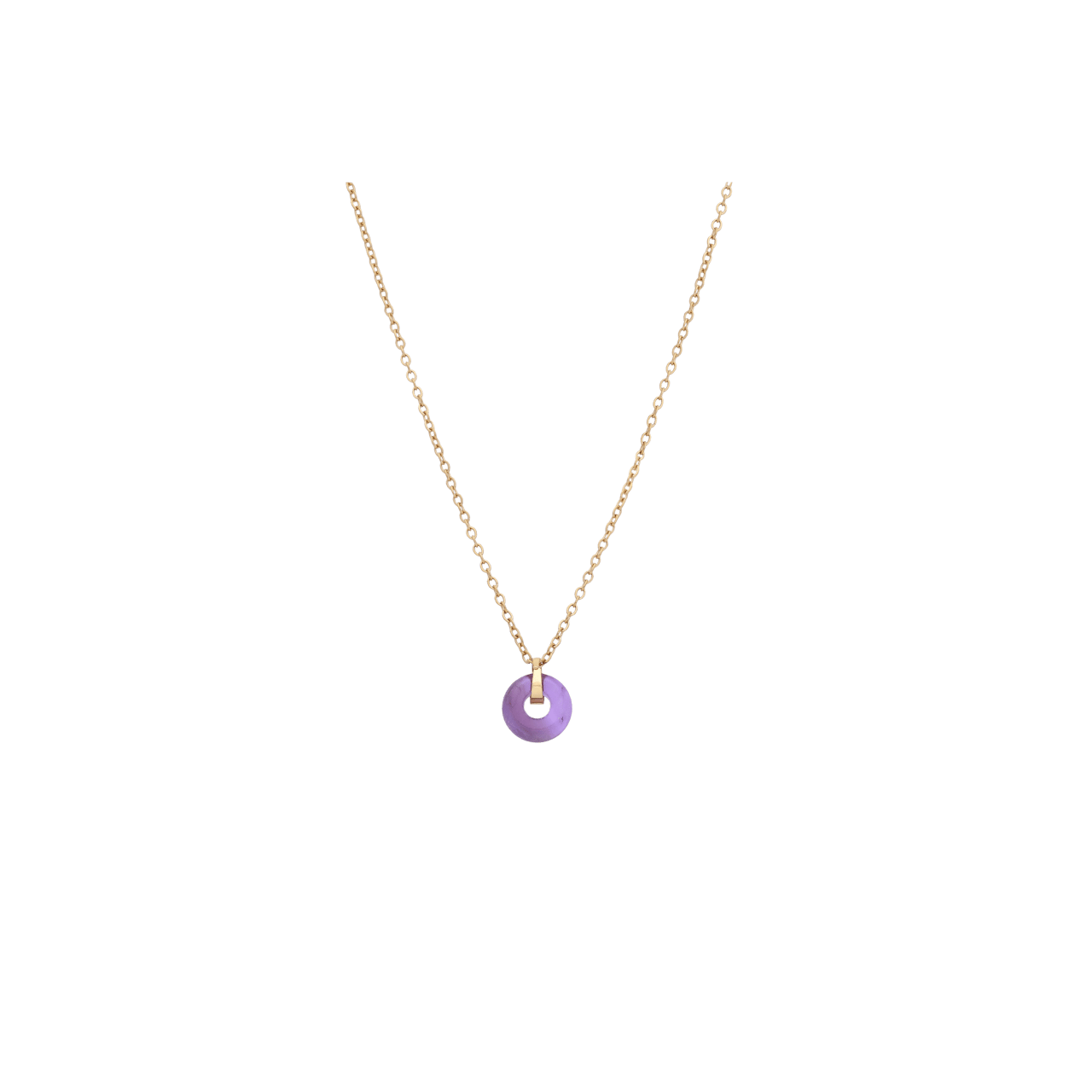 Stainless steel goldplated ketting met amethyst