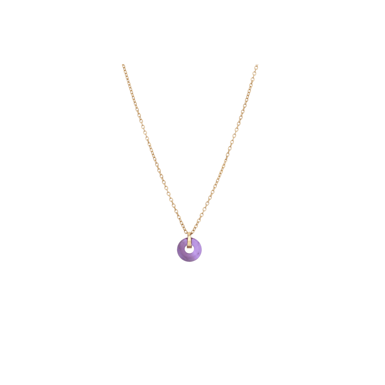 Stalen goldplated ketting met hanger met amethyst voor dames