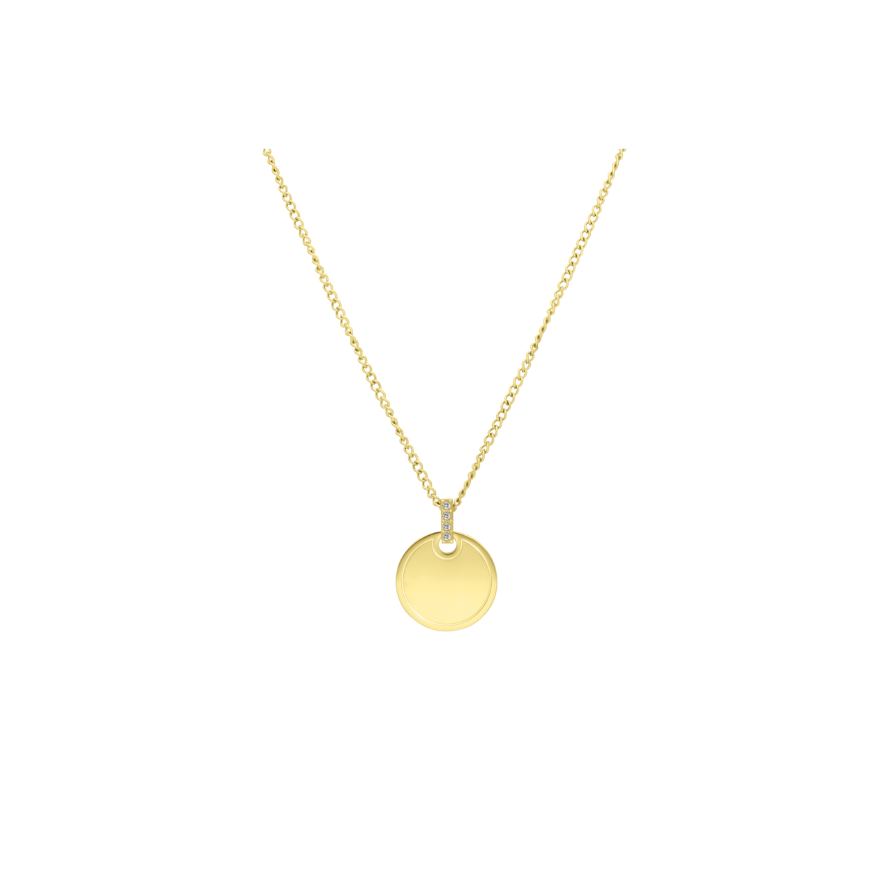 Gerecycleerd stalen goldplated ketting met bewerkte munt hanger