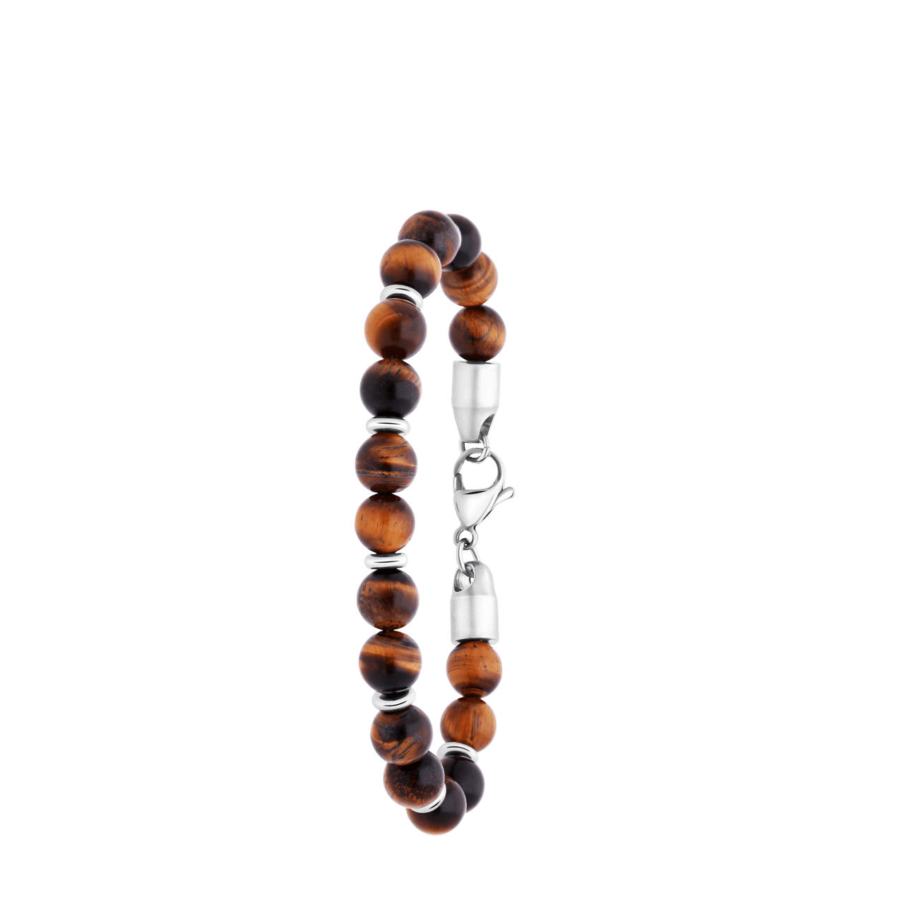 Stainless steel armband met tijgeroog stenen