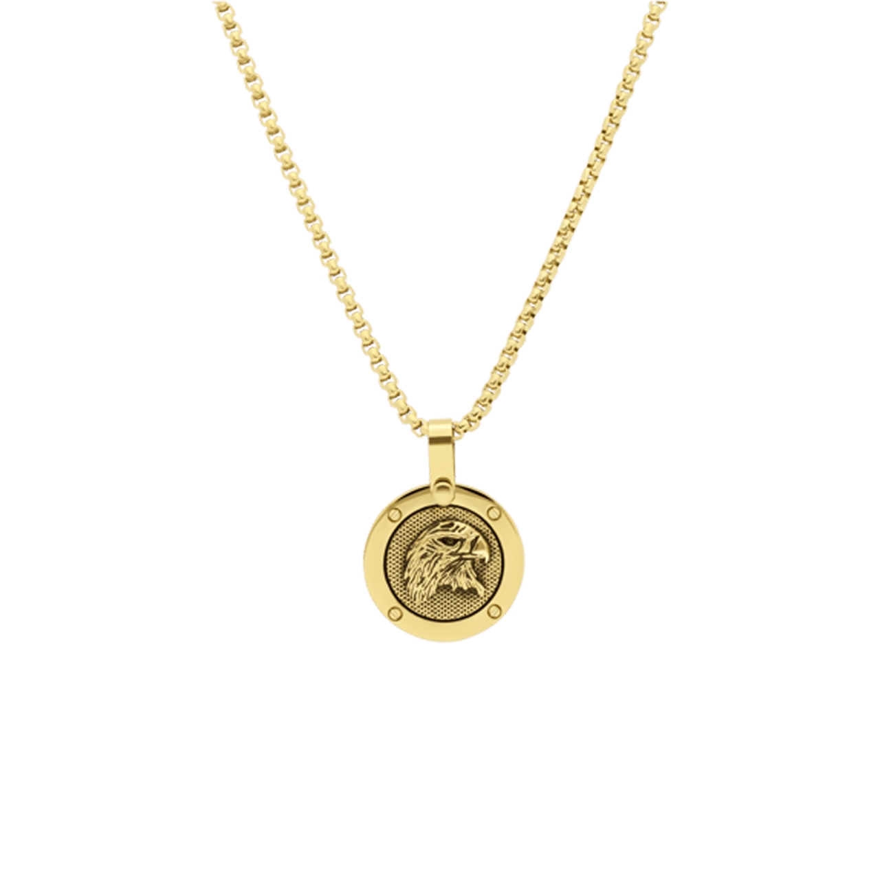 Gerecycled stalen goldplated ketting met munt adelaar voor heren