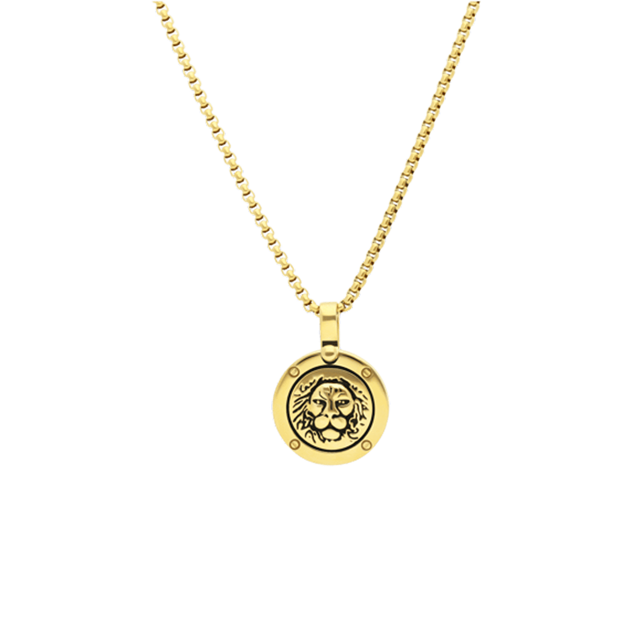 Gerecycled stainless steel goldplated ketting met munt leeuw voor heren