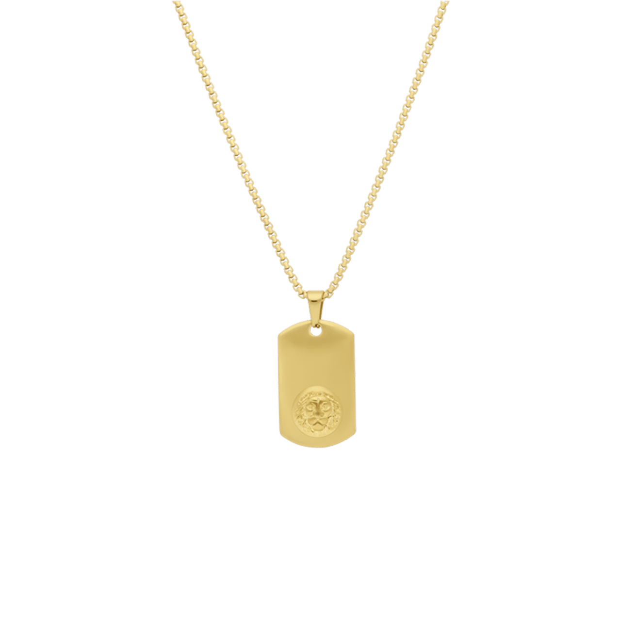 Stalen goldplated herenketting met hanger graveerplaat
