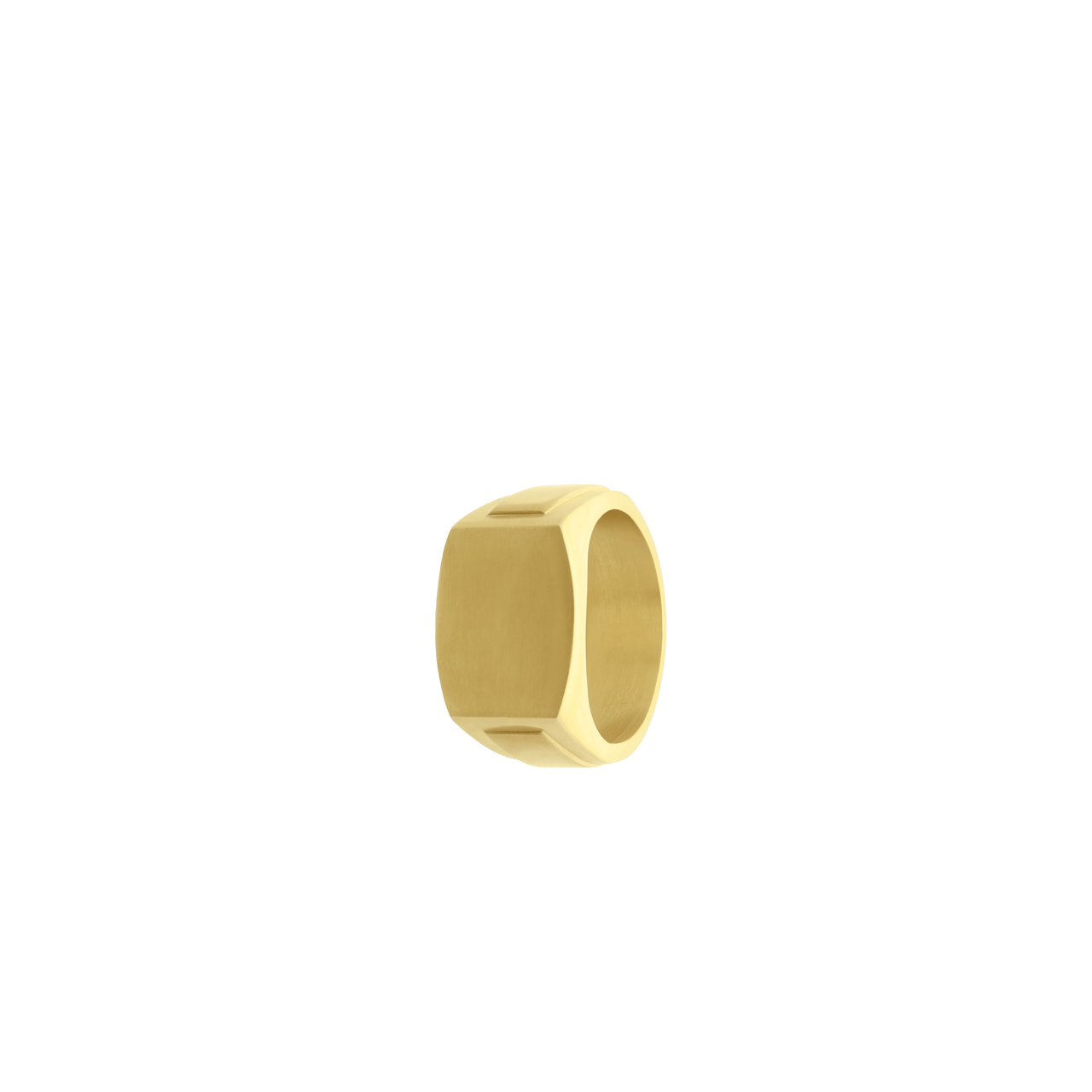 Gerecycleerd stainless steel goldplated heren zegelring