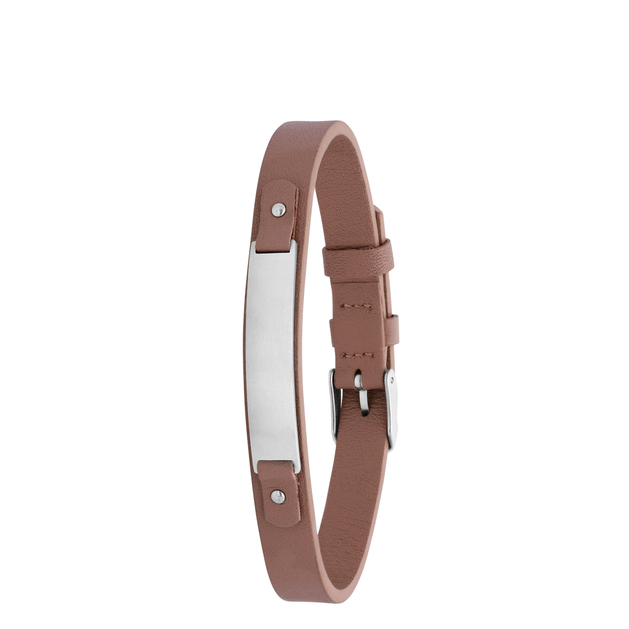Gerecycleerd stainless steel armband leer beige