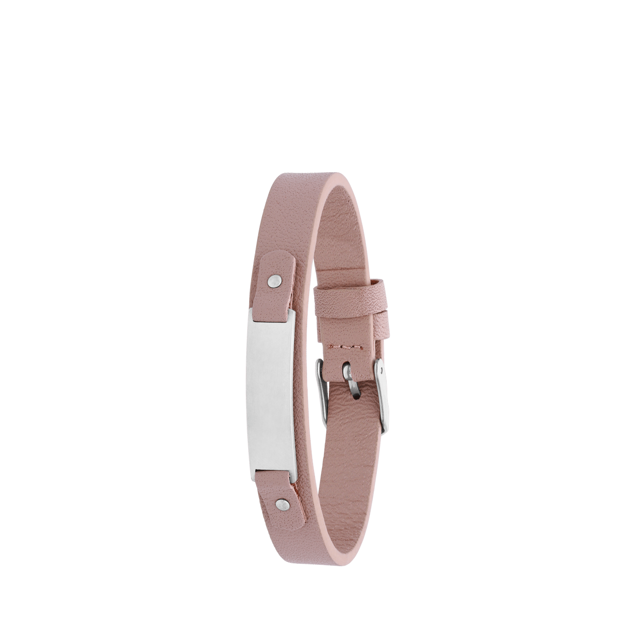 Gerecycleerd stainless steel jongens armband leer beige