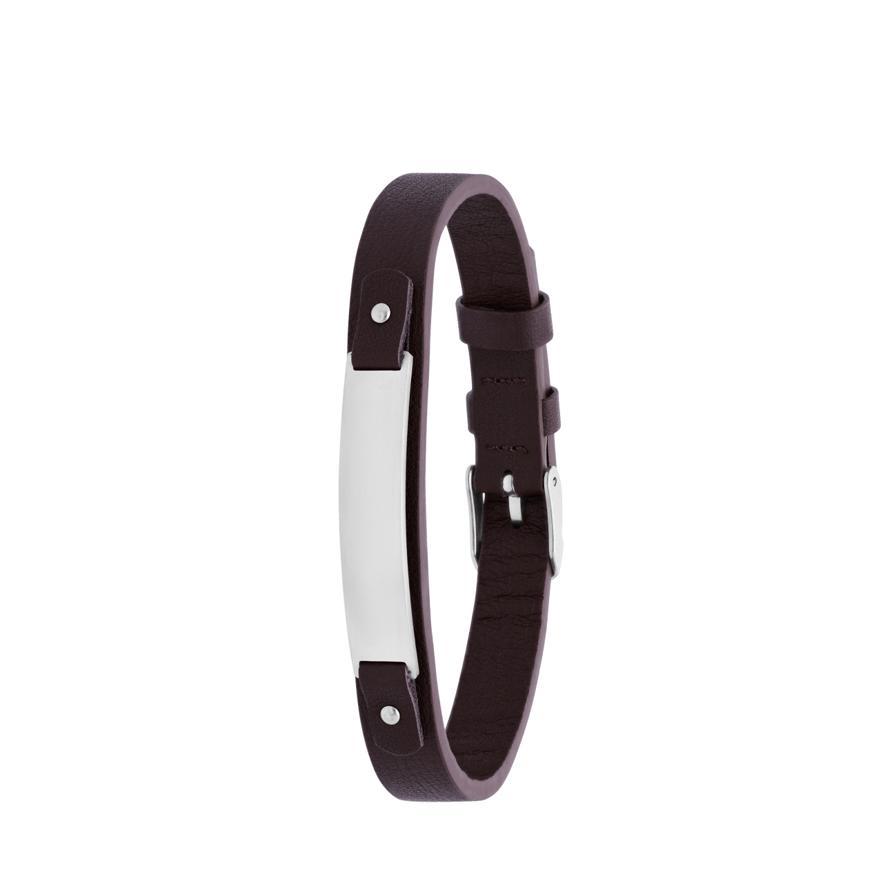 Gerecycleerd stainless steel armband leer bruin