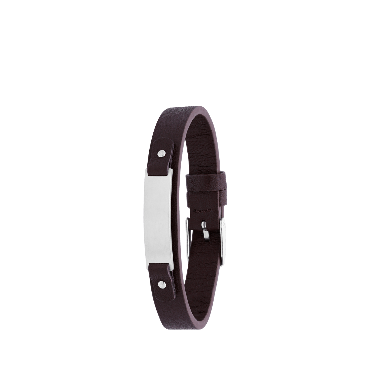 Gerecycleerd stainless steel jongens armband leer bruin