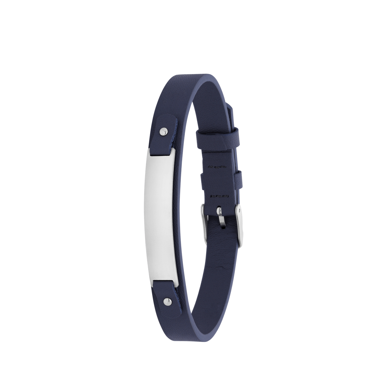 Gerecycled stainless steel armband leer grijs