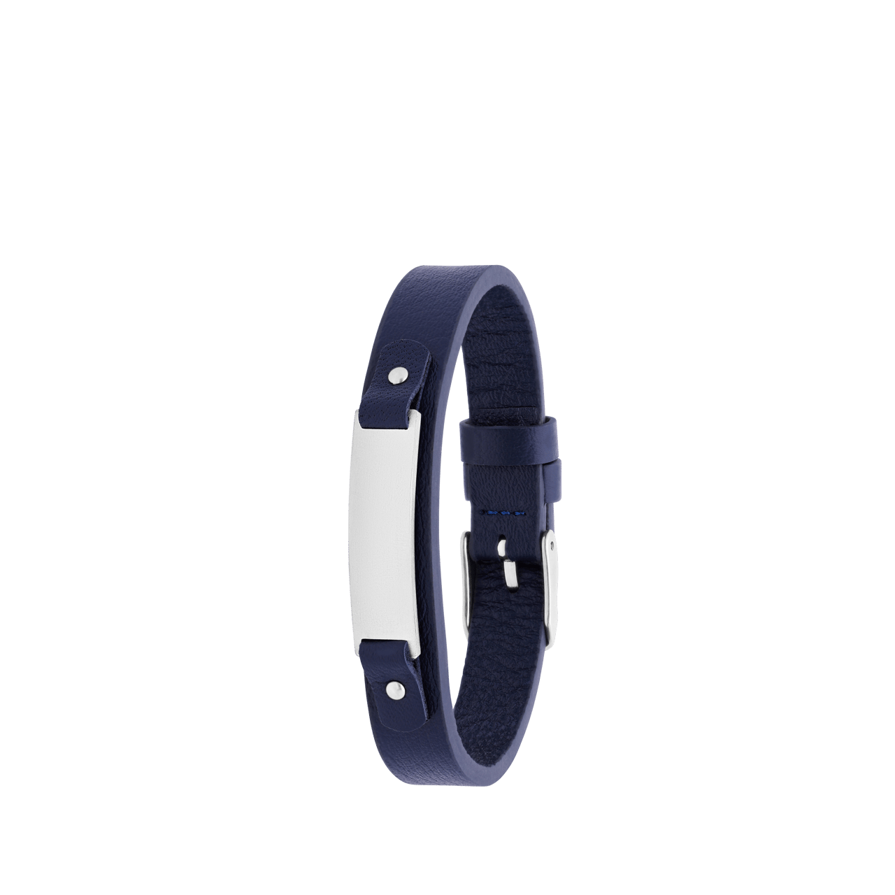 Gerecycled stalen jongen armband leer donker blauw