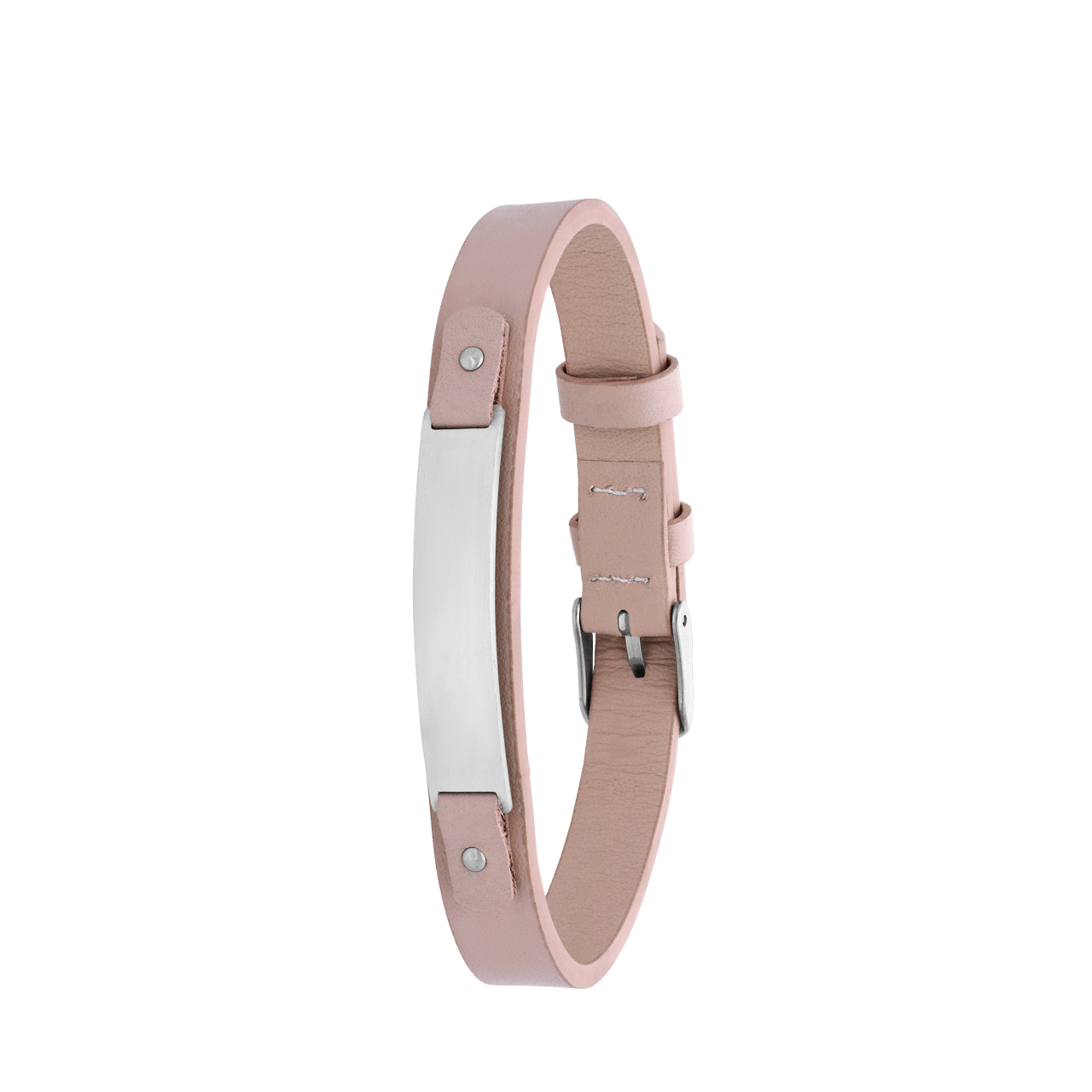 Gerecycleerd stainless steel jongens armband leer zand